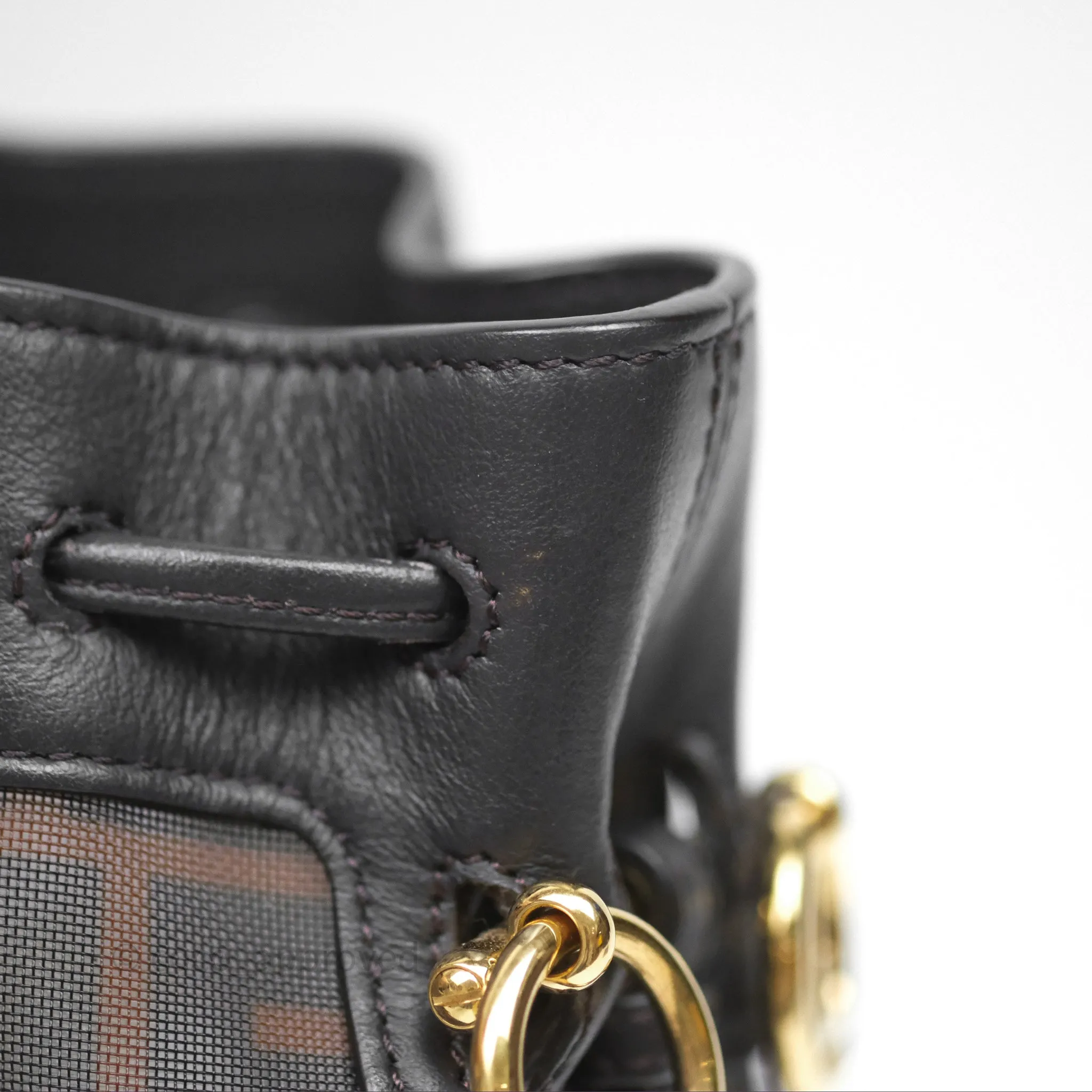 Fendi Mini Mon Tresor Bucket Bag Zucca See Through Mesh Brown/Black/Ebony