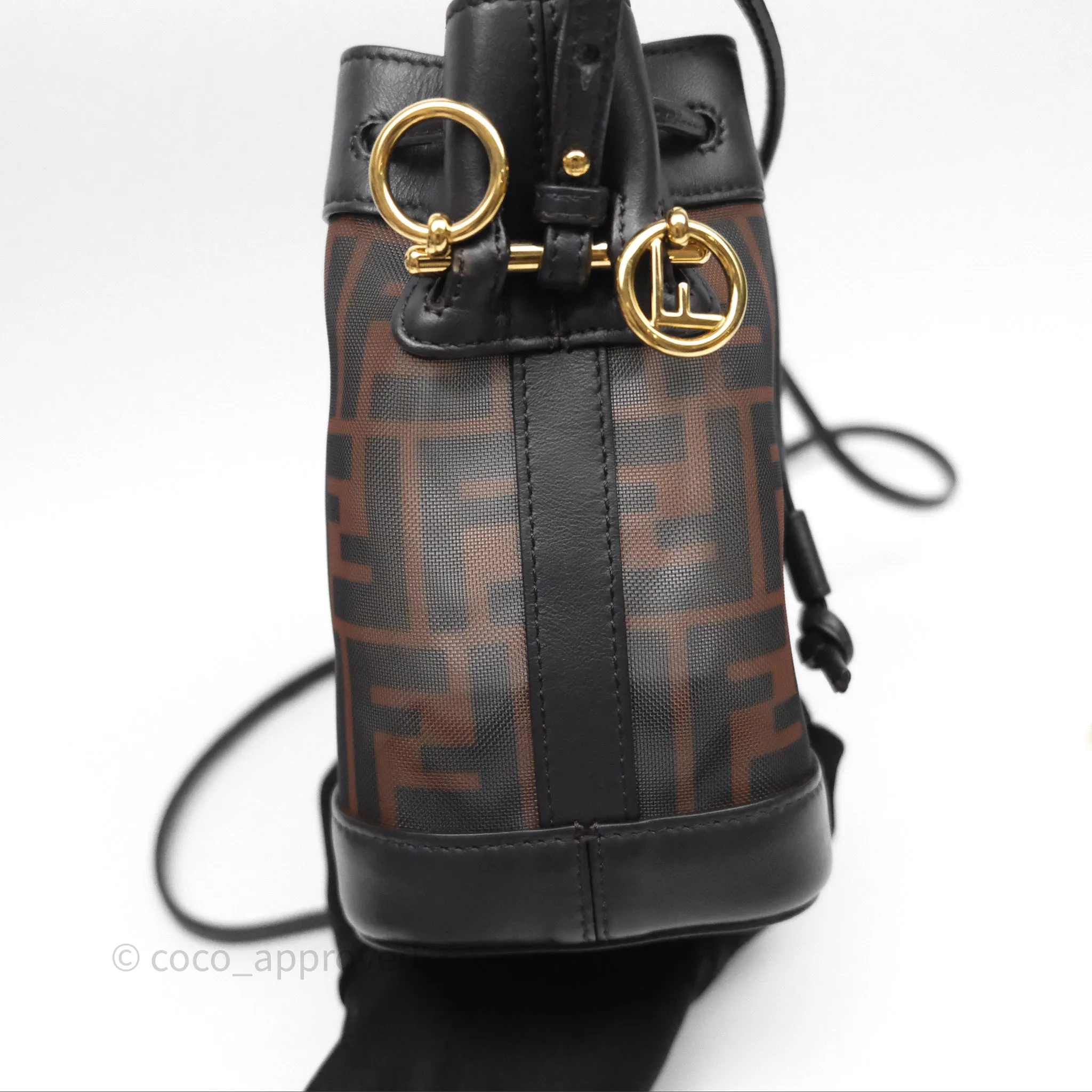 Fendi Mini Mon Tresor Bucket Bag Zucca See Through Mesh Brown/Black/Ebony