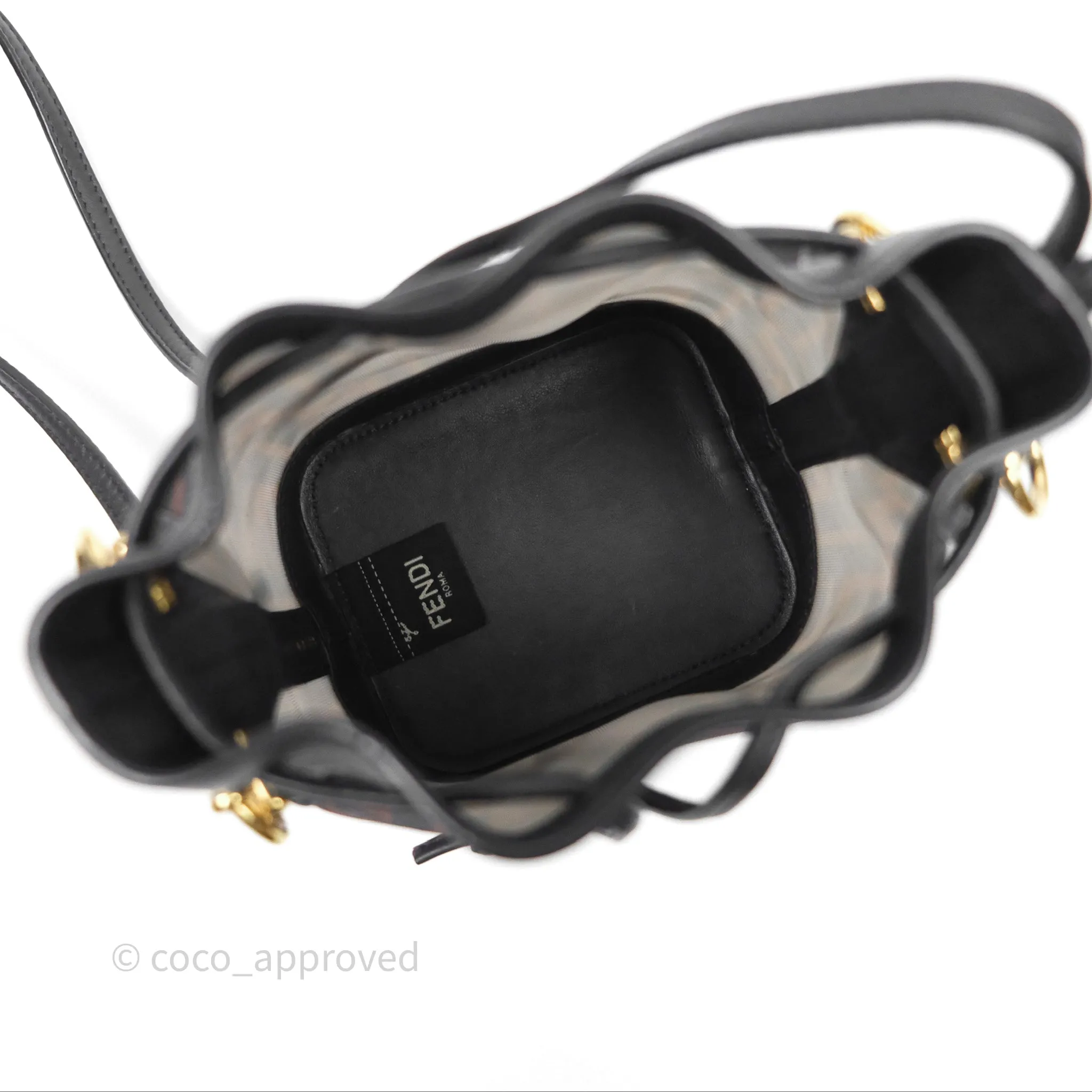 Fendi Mini Mon Tresor Bucket Bag Zucca See Through Mesh Brown/Black/Ebony