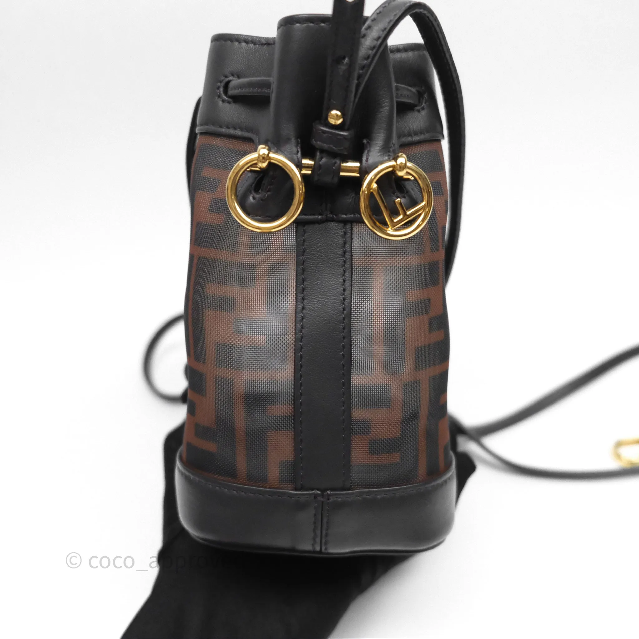 Fendi Mini Mon Tresor Bucket Bag Zucca See Through Mesh Brown/Black/Ebony