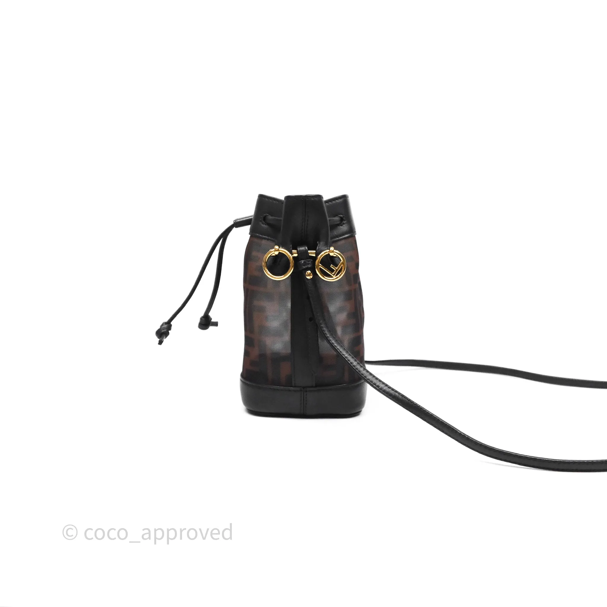 Fendi Mini Mon Tresor Bucket Bag Zucca See Through Mesh Brown/Black/Ebony