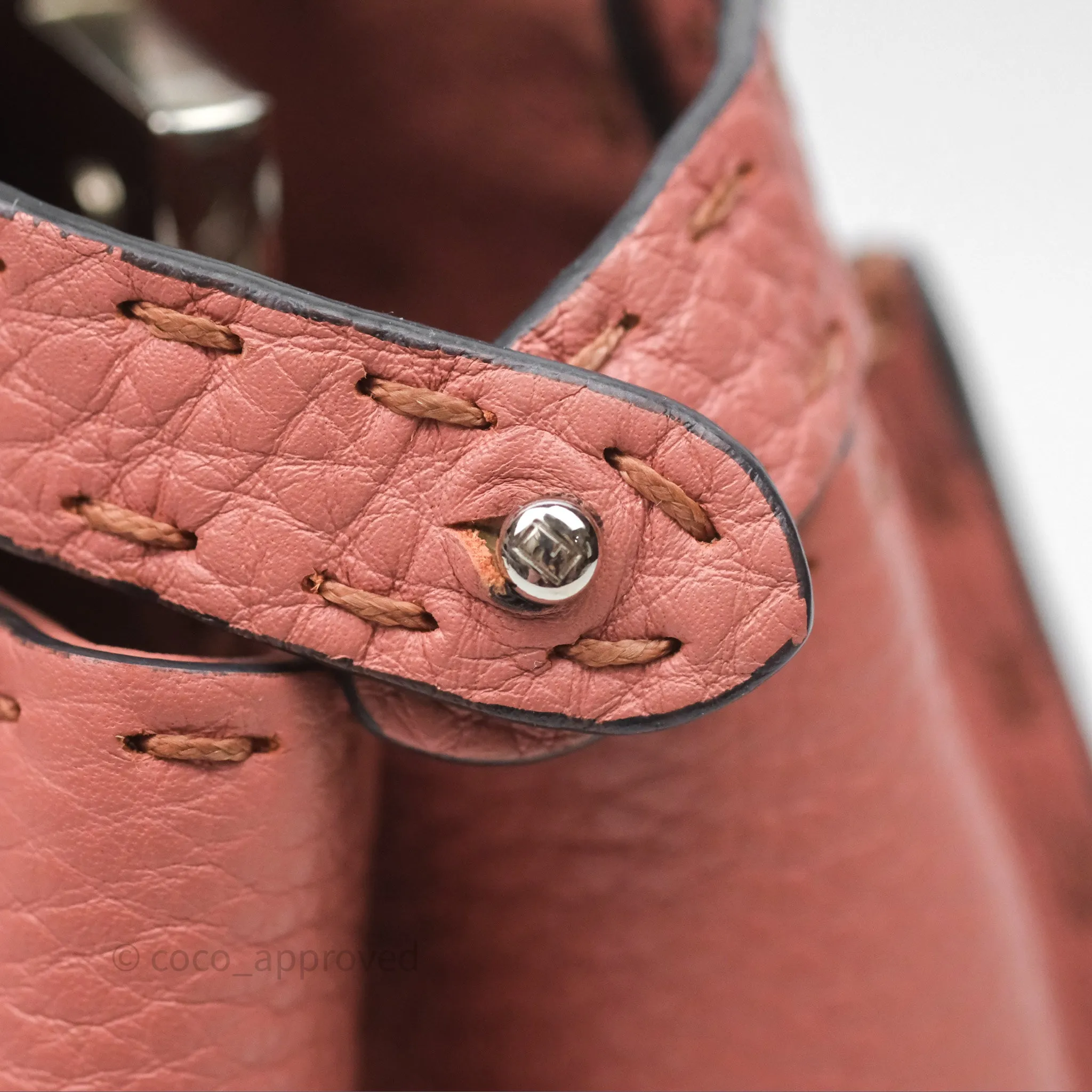 Fendi Mini Peekaboo Bag Pink Grained Leather/Python Silver Hardware with Defender