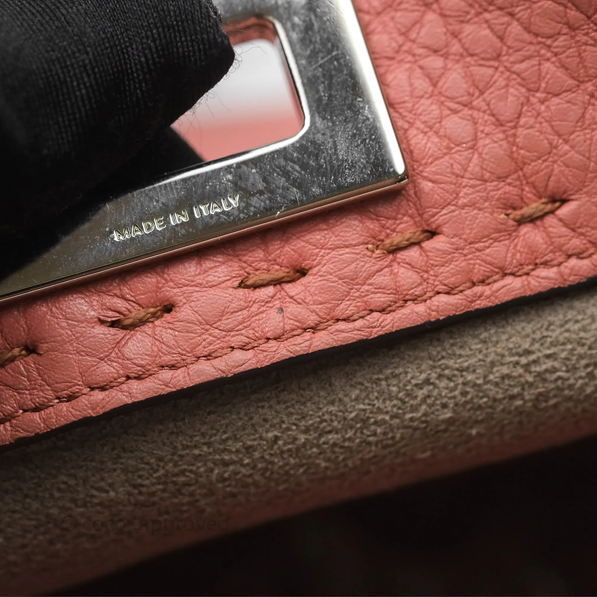 Fendi Mini Peekaboo Bag Pink Grained Leather/Python Silver Hardware with Defender