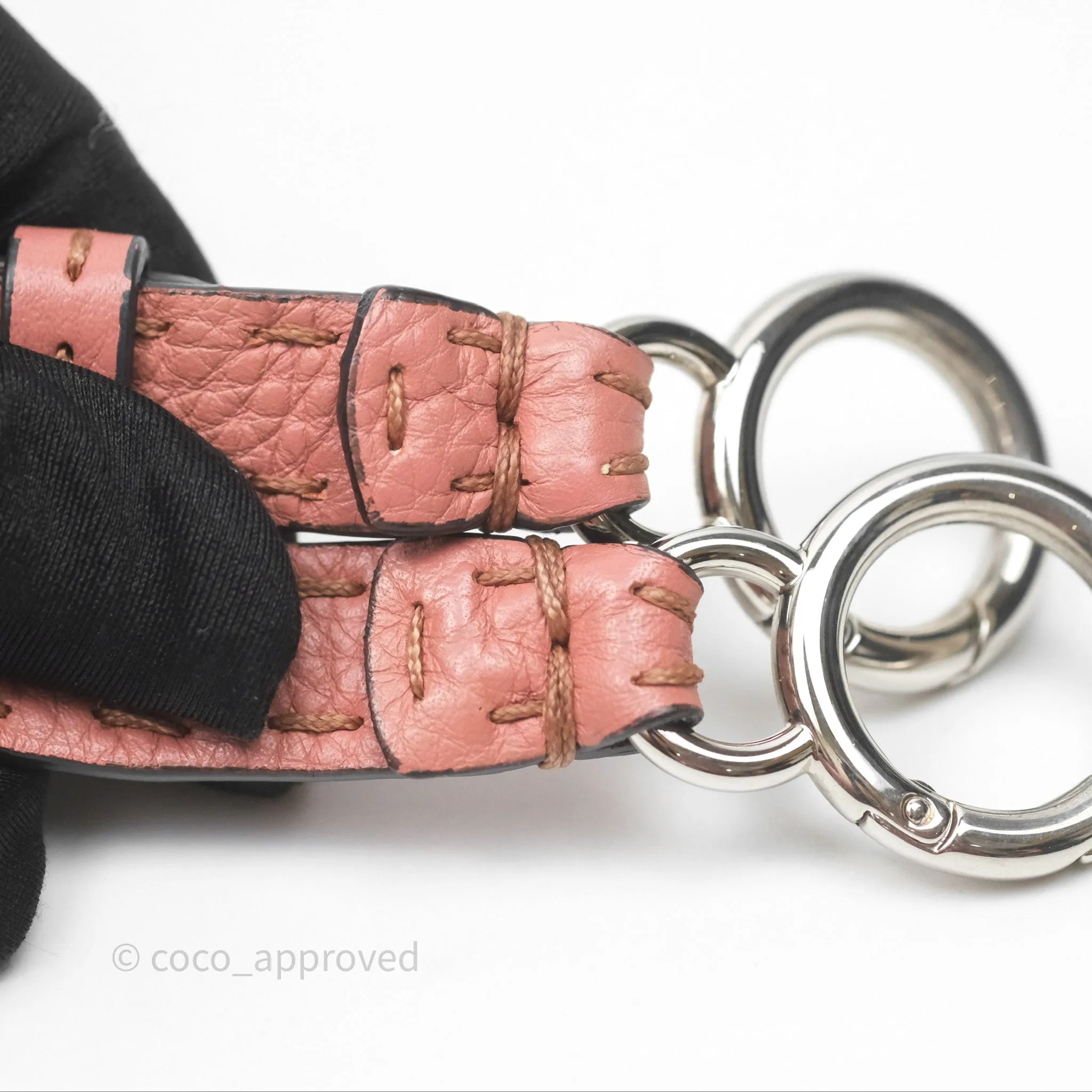 Fendi Mini Peekaboo Bag Pink Grained Leather/Python Silver Hardware with Defender
