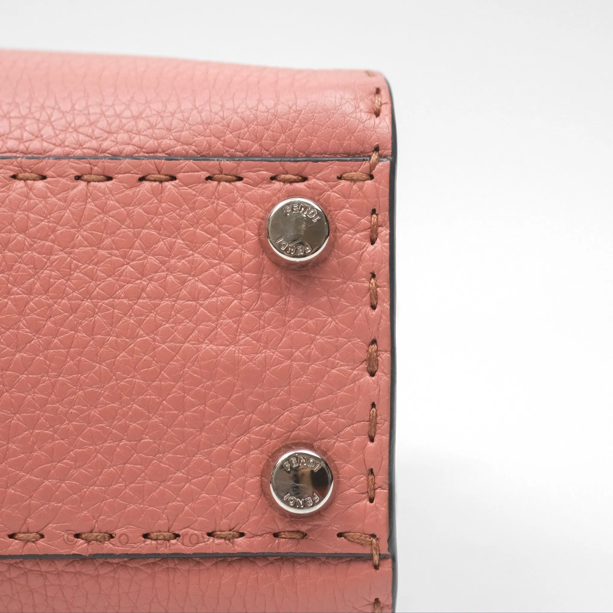 Fendi Mini Peekaboo Bag Pink Grained Leather/Python Silver Hardware with Defender