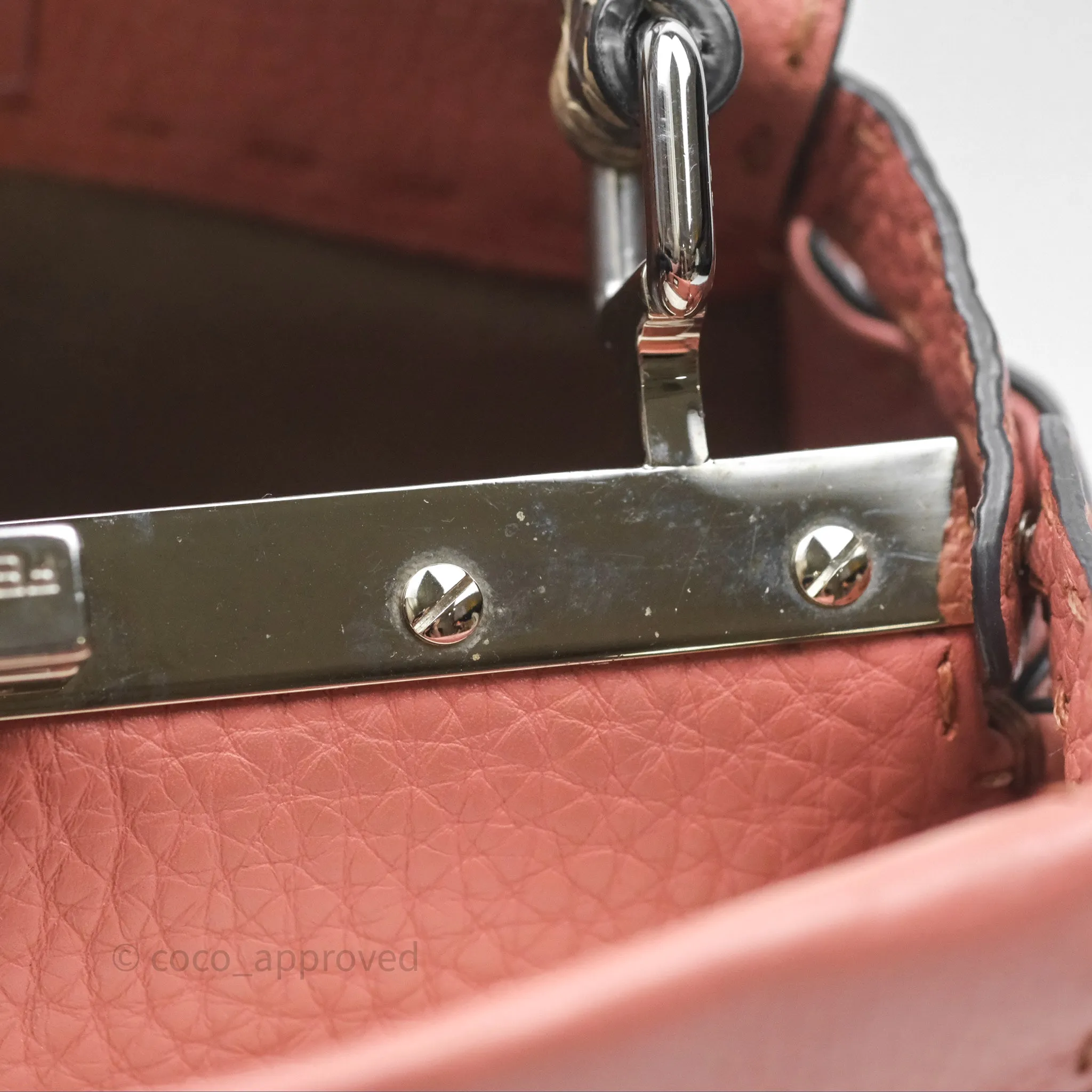Fendi Mini Peekaboo Bag Pink Grained Leather/Python Silver Hardware with Defender
