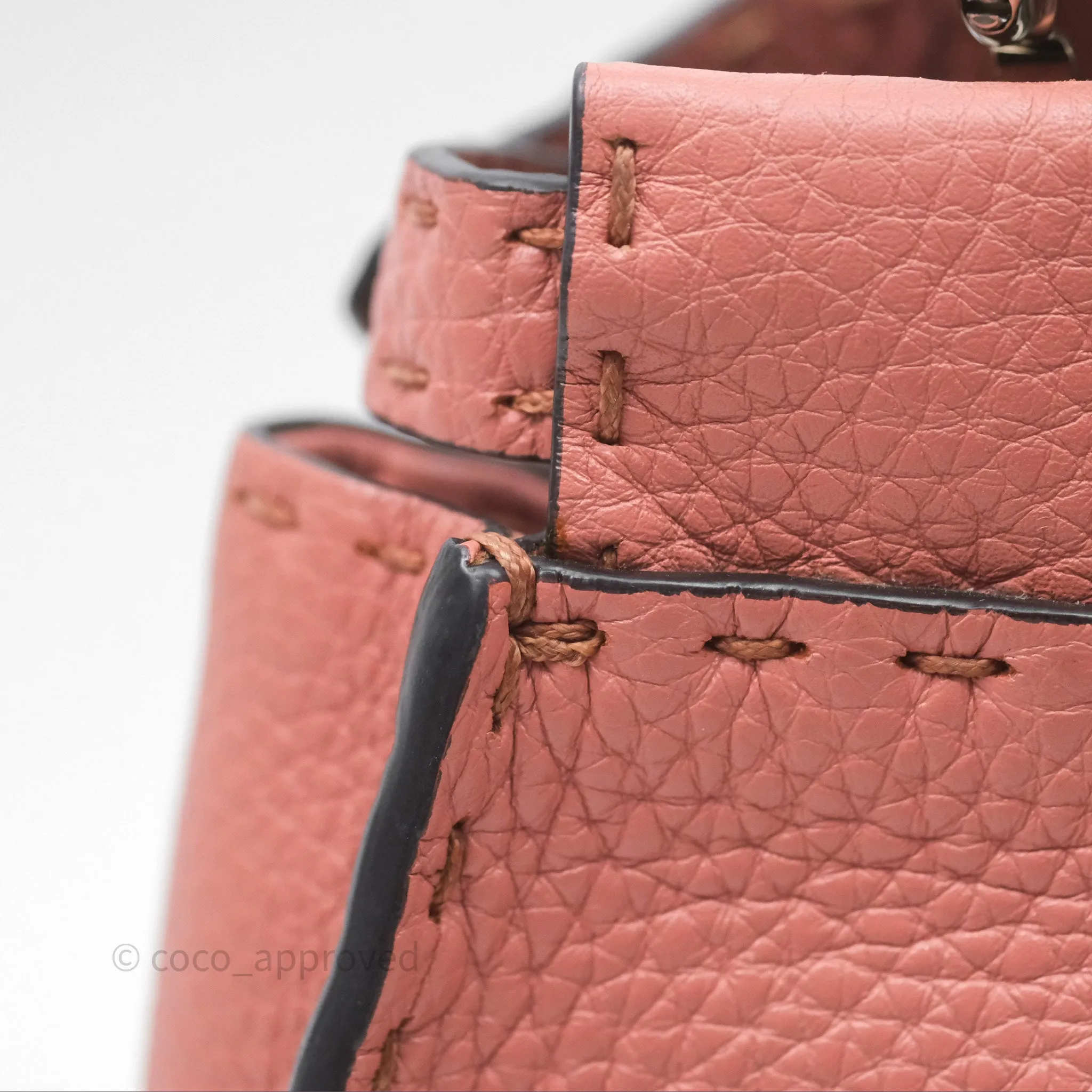 Fendi Mini Peekaboo Bag Pink Grained Leather/Python Silver Hardware with Defender