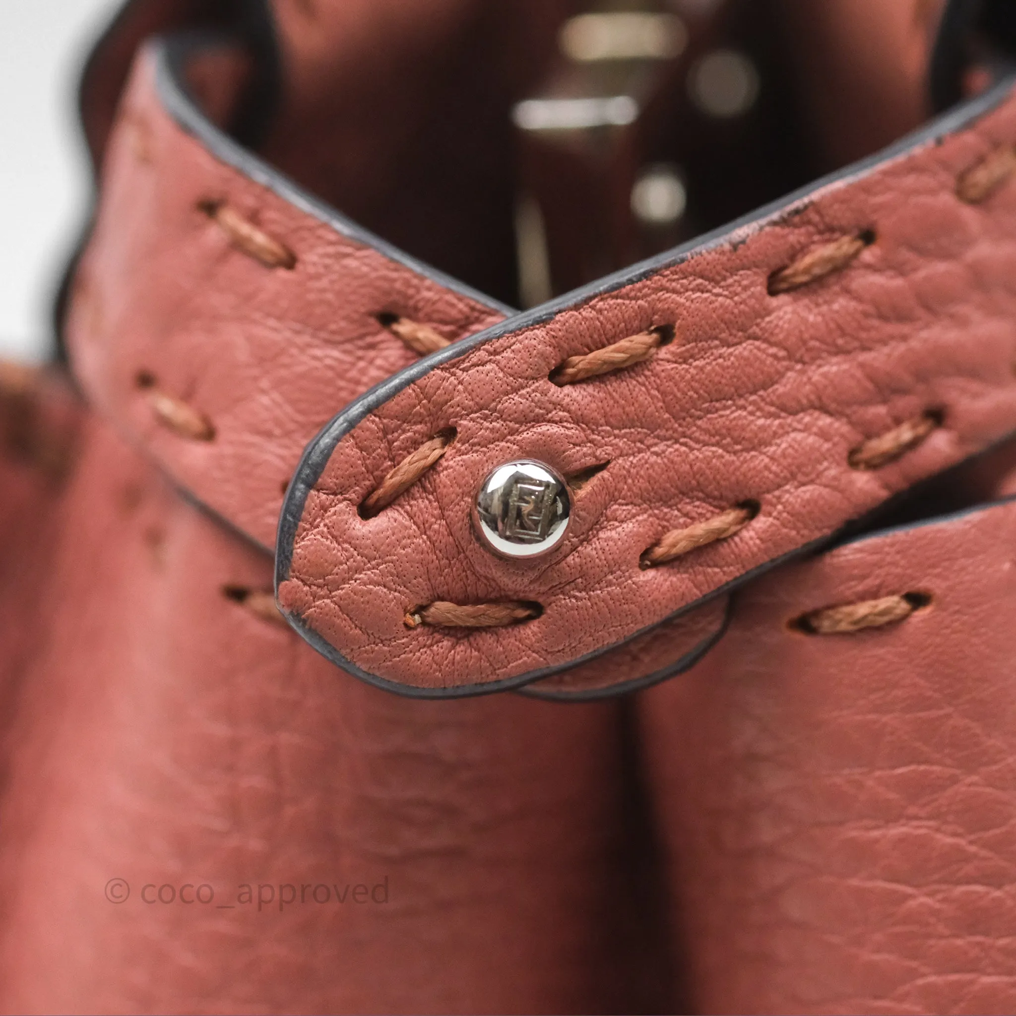 Fendi Mini Peekaboo Bag Pink Grained Leather/Python Silver Hardware with Defender
