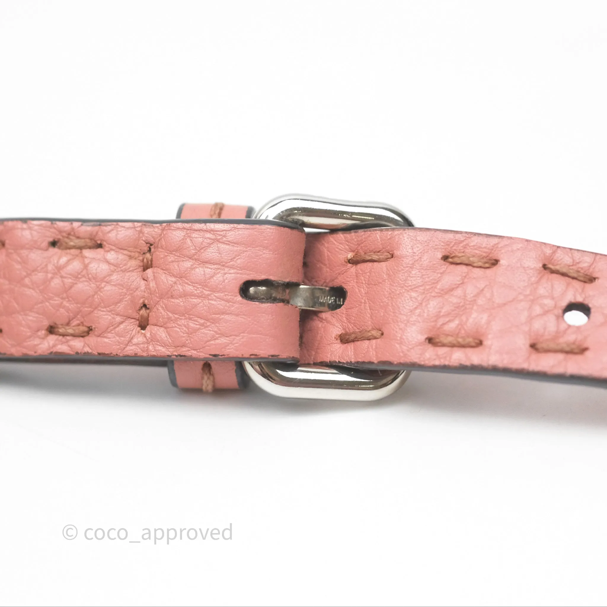 Fendi Mini Peekaboo Bag Pink Grained Leather/Python Silver Hardware with Defender