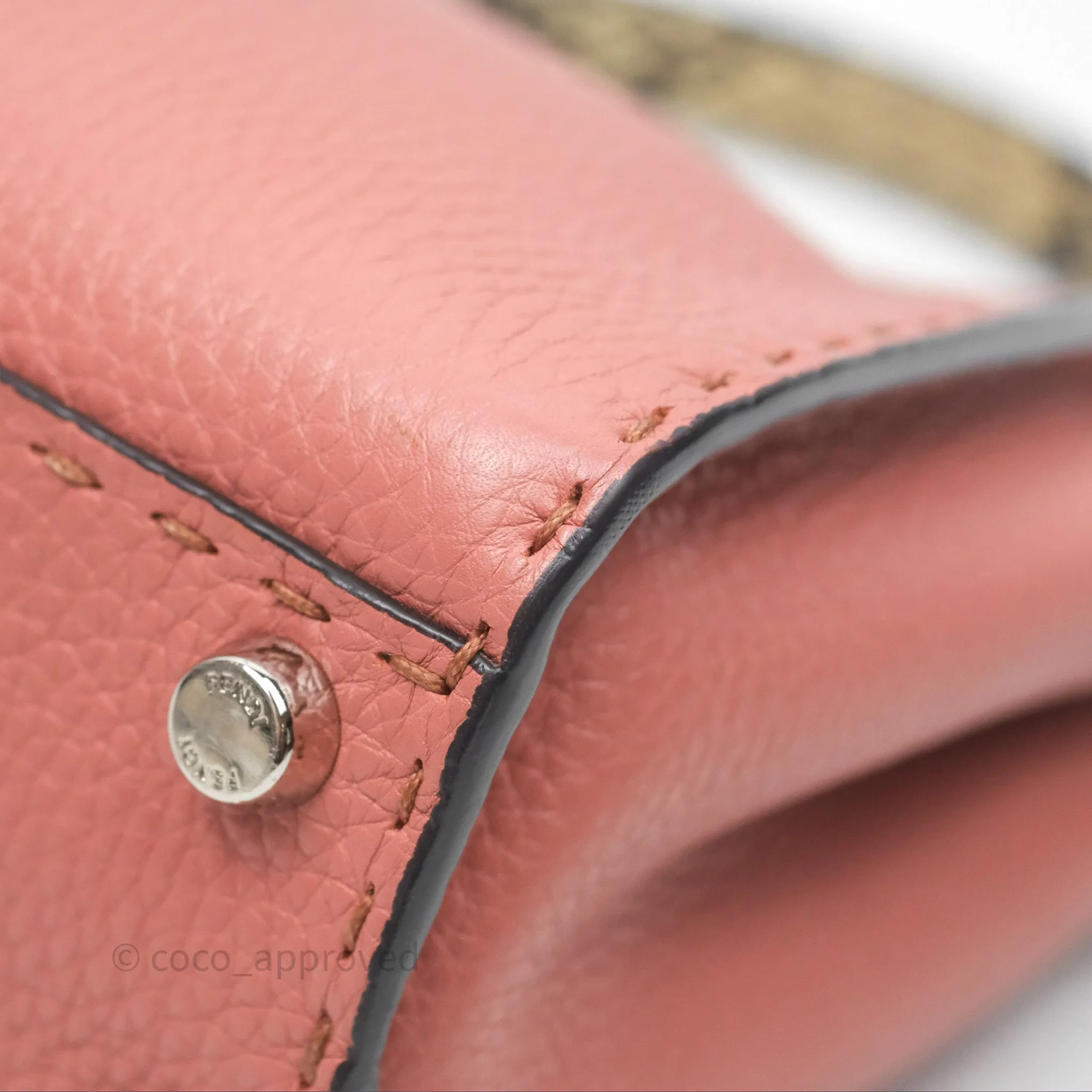 Fendi Mini Peekaboo Bag Pink Grained Leather/Python Silver Hardware with Defender