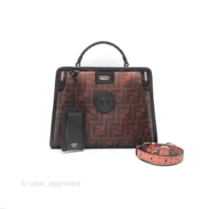Fendi Mini Peekaboo Bag Pink Grained Leather/Python Silver Hardware with Defender