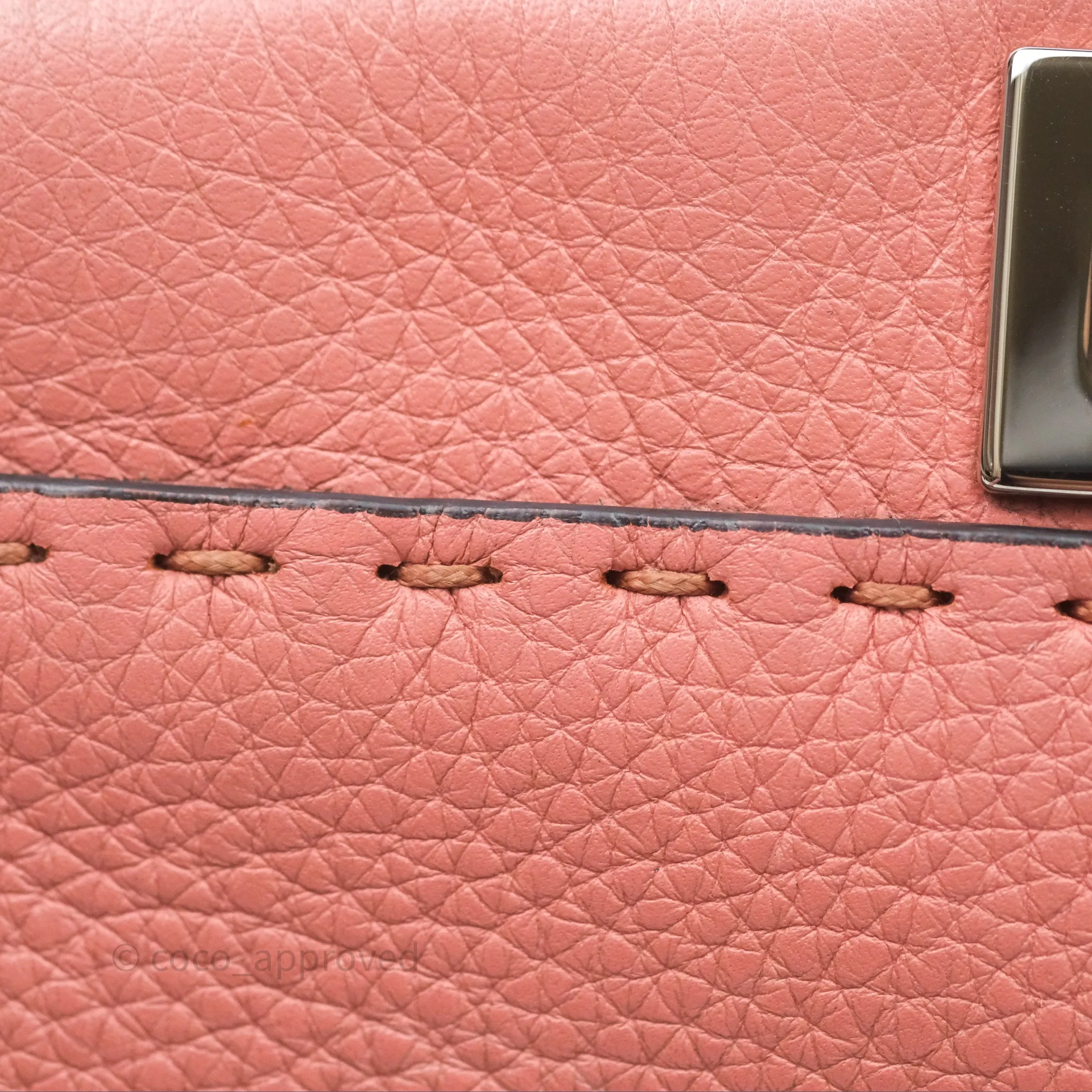 Fendi Mini Peekaboo Bag Pink Grained Leather/Python Silver Hardware with Defender