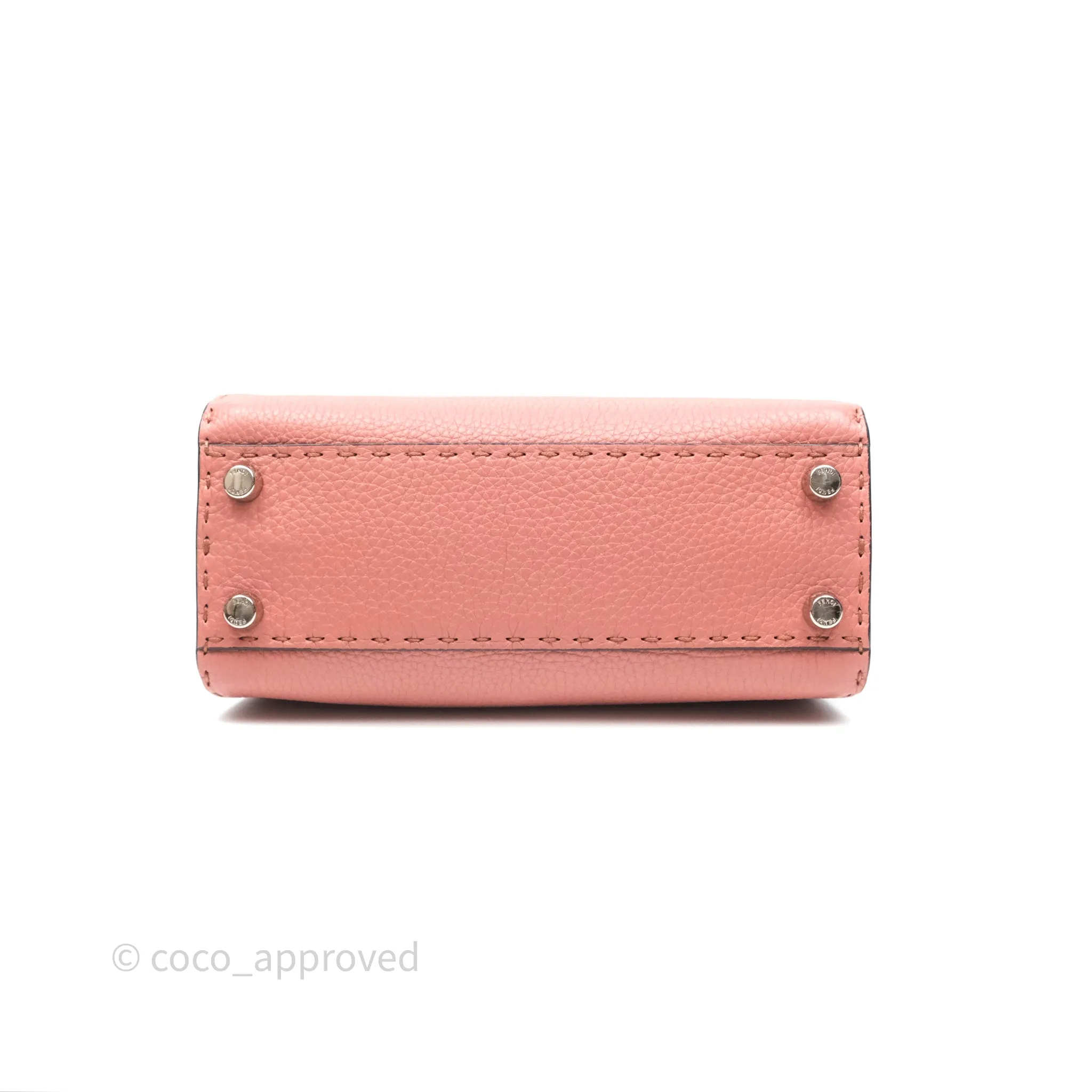 Fendi Mini Peekaboo Bag Pink Grained Leather/Python Silver Hardware with Defender