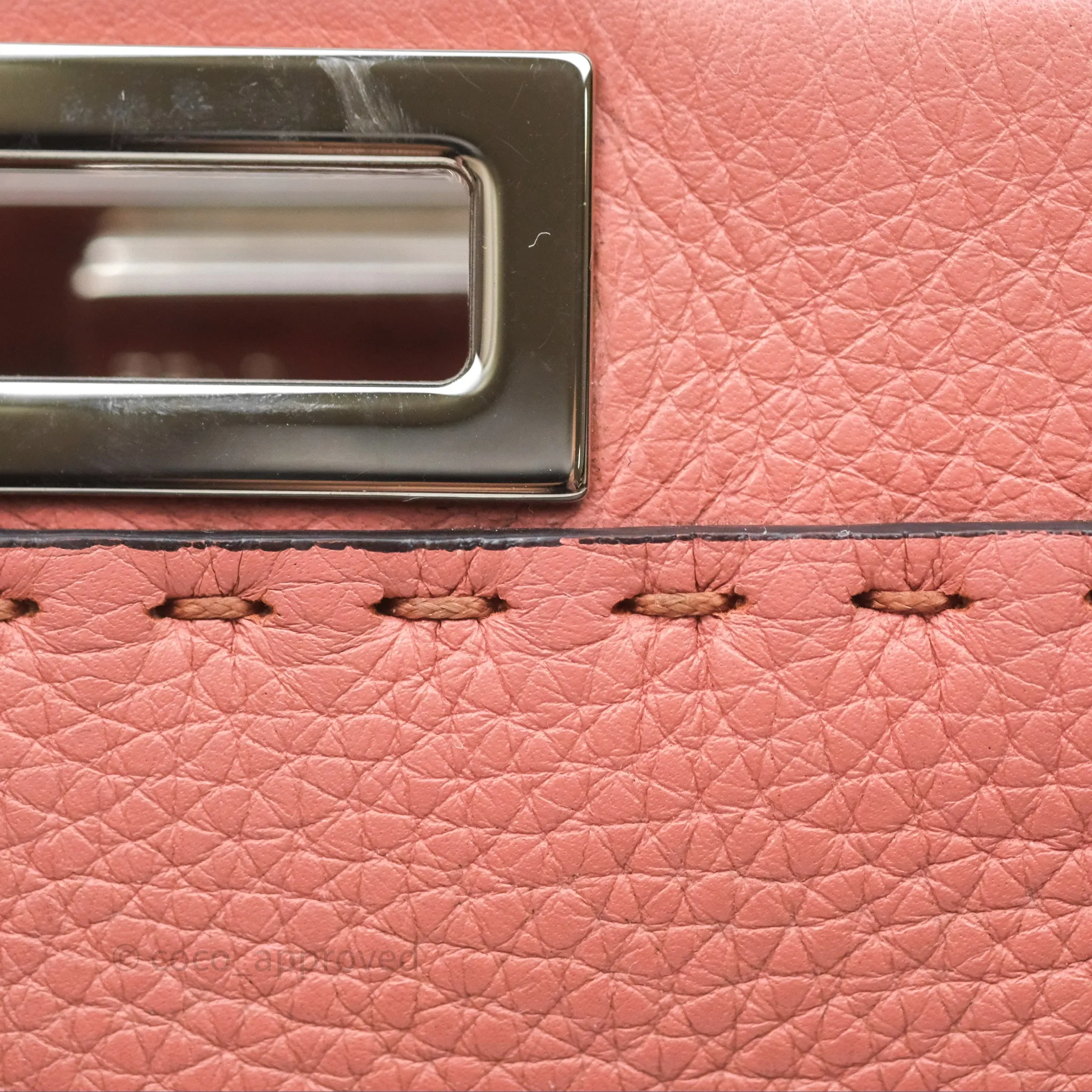 Fendi Mini Peekaboo Bag Pink Grained Leather/Python Silver Hardware with Defender