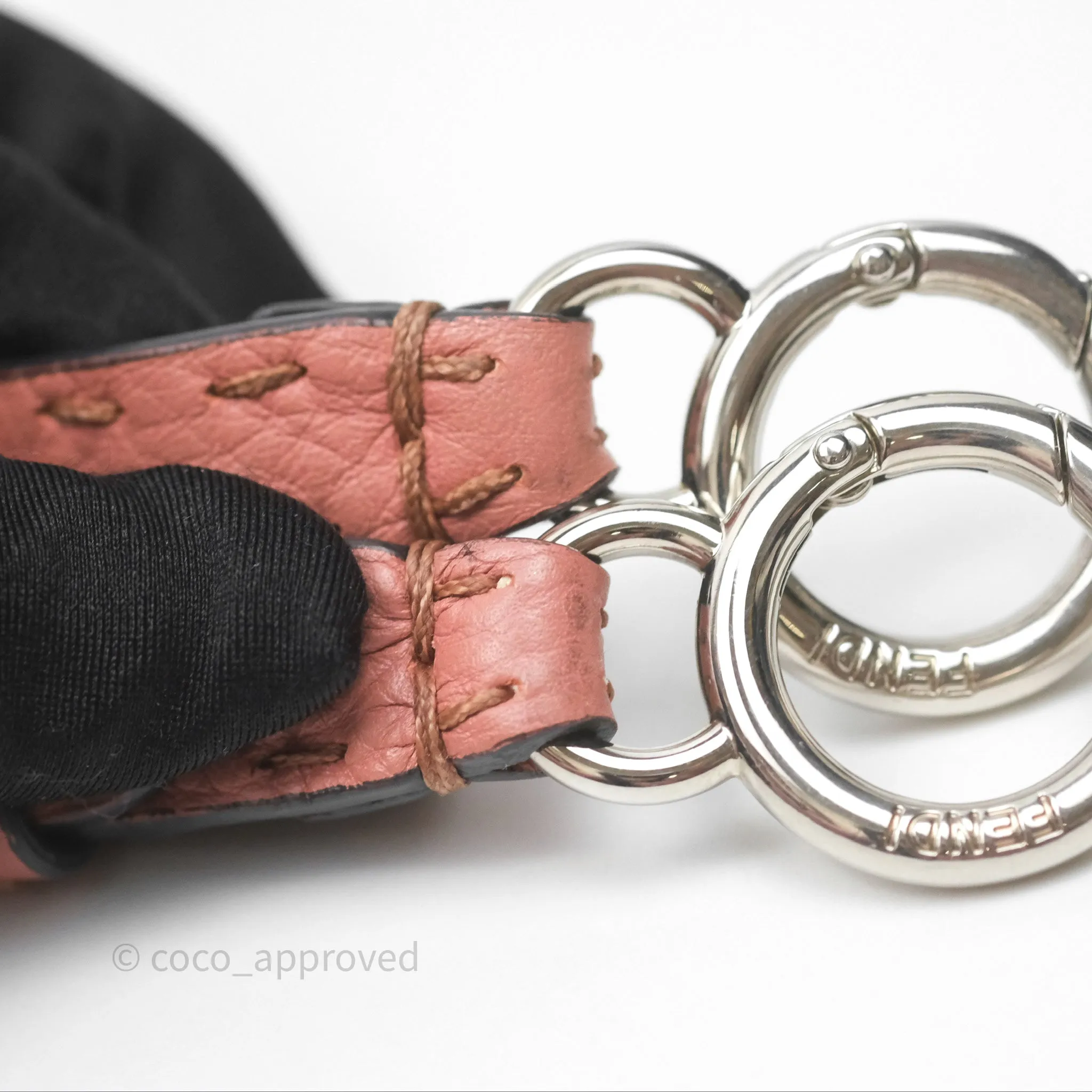 Fendi Mini Peekaboo Bag Pink Grained Leather/Python Silver Hardware with Defender
