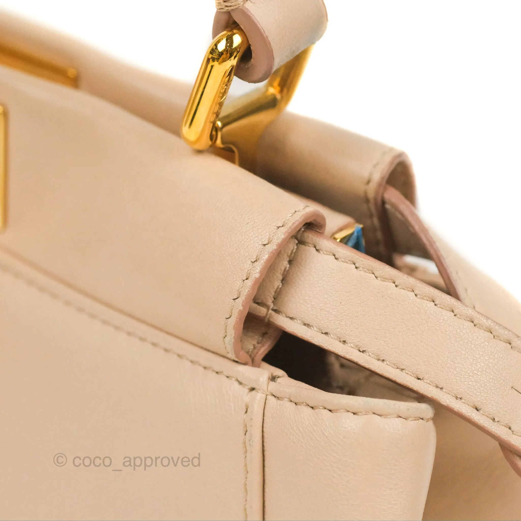 Fendi Mini Peekaboo Bag Poudre Lambskin Gold Hardware