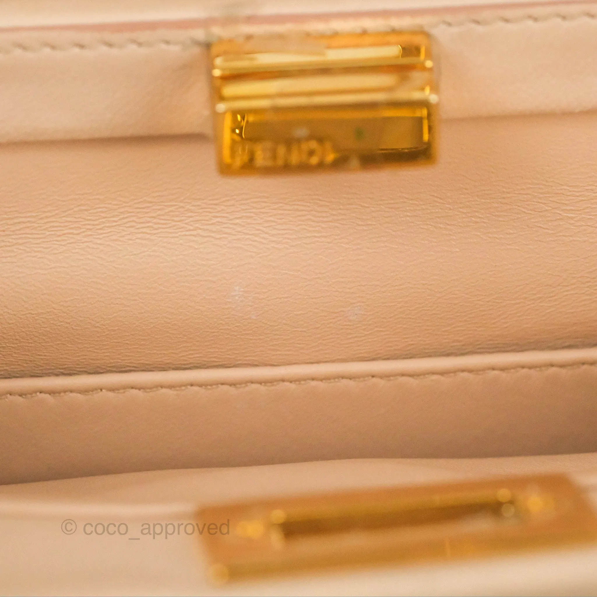 Fendi Mini Peekaboo Bag Poudre Lambskin Gold Hardware