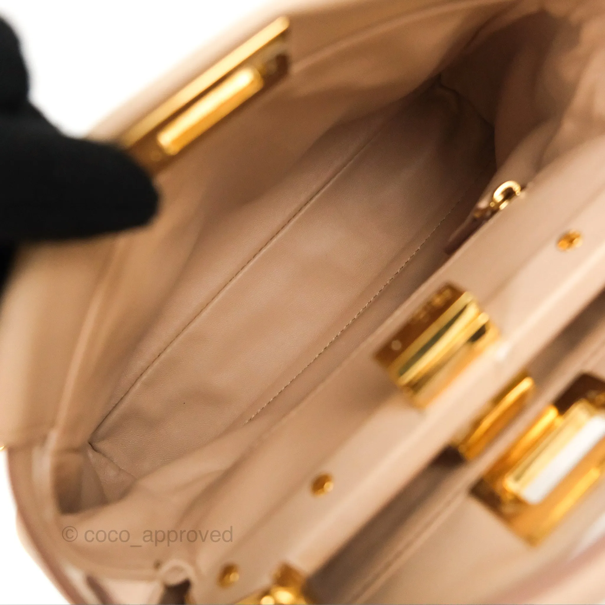 Fendi Mini Peekaboo Bag Poudre Lambskin Gold Hardware