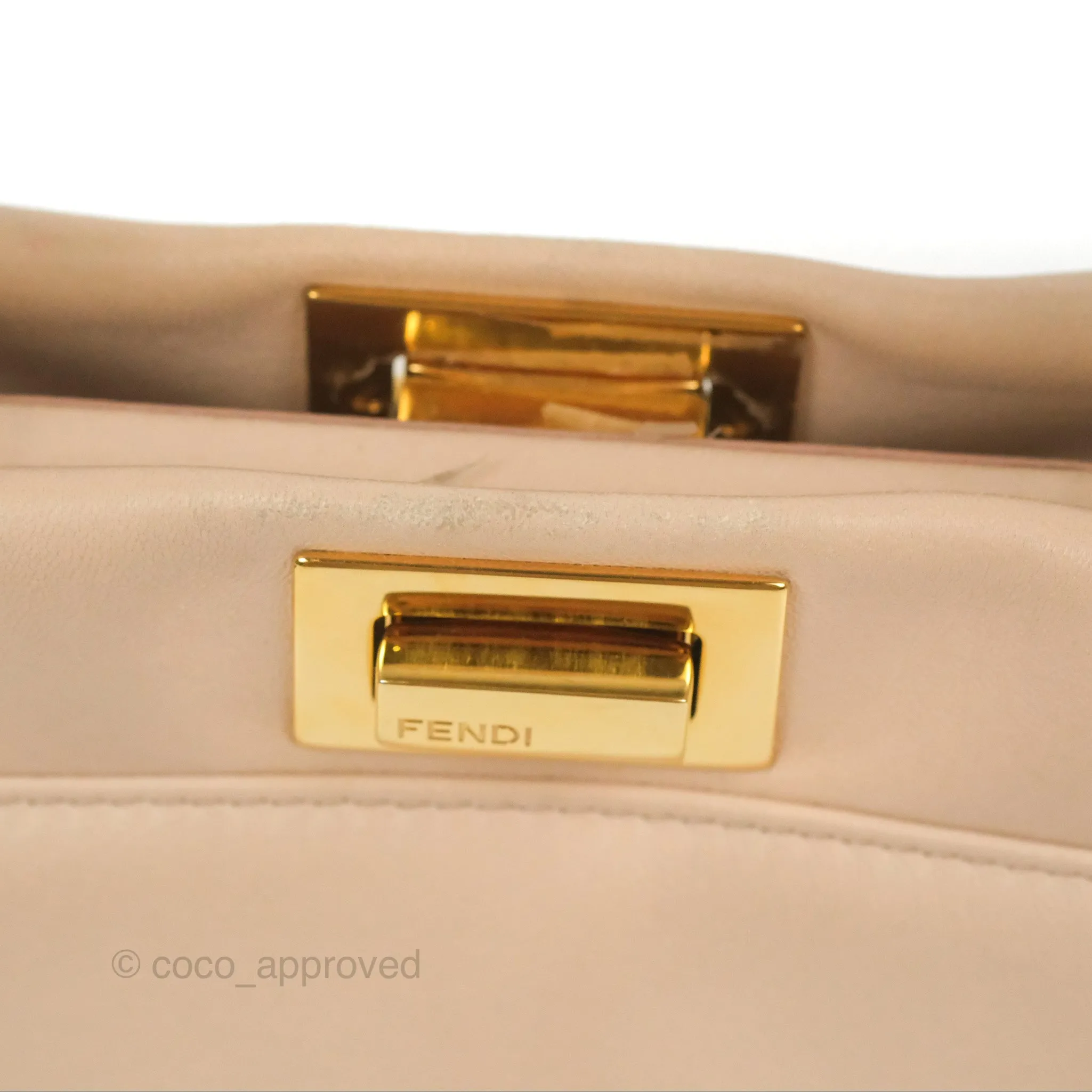 Fendi Mini Peekaboo Bag Poudre Lambskin Gold Hardware