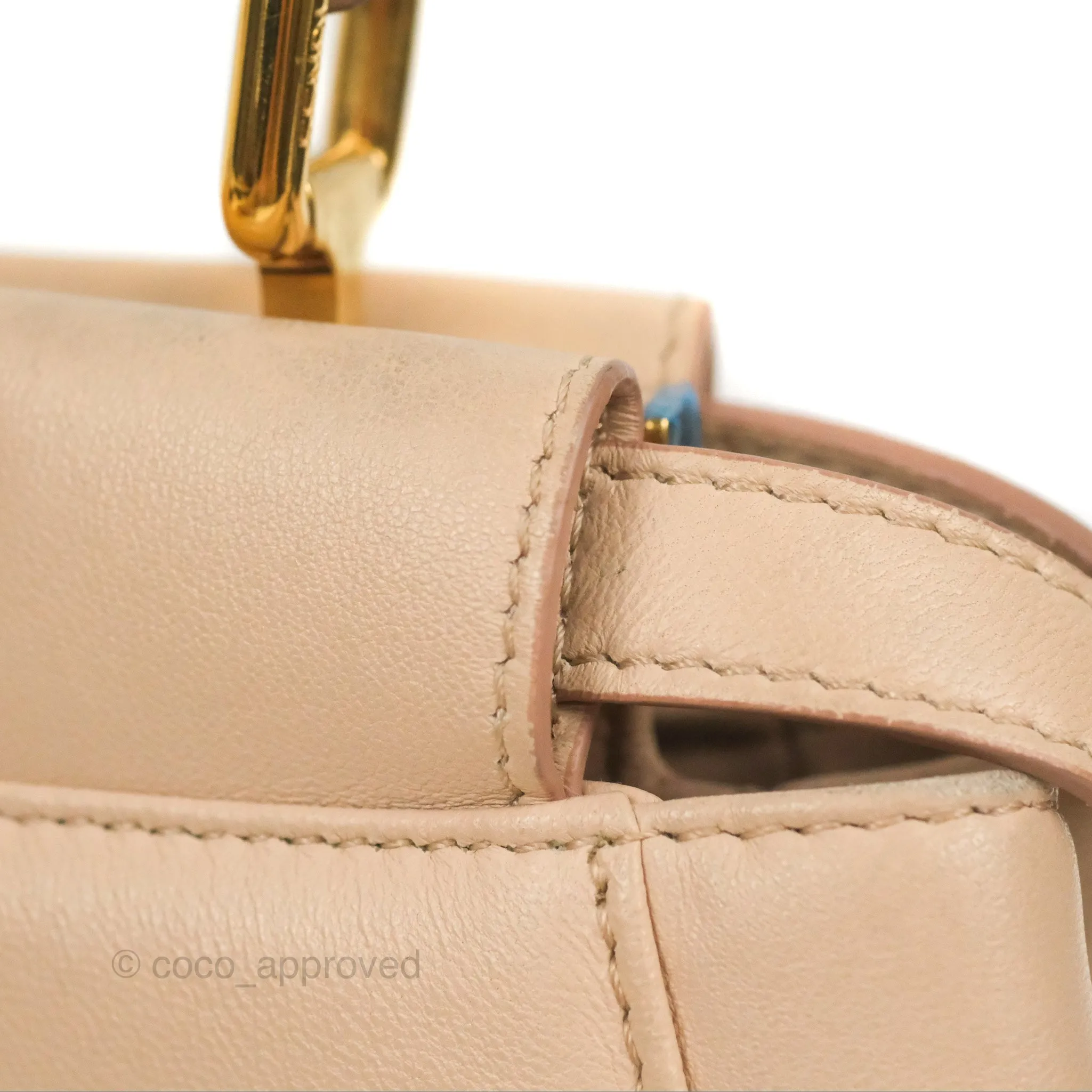 Fendi Mini Peekaboo Bag Poudre Lambskin Gold Hardware