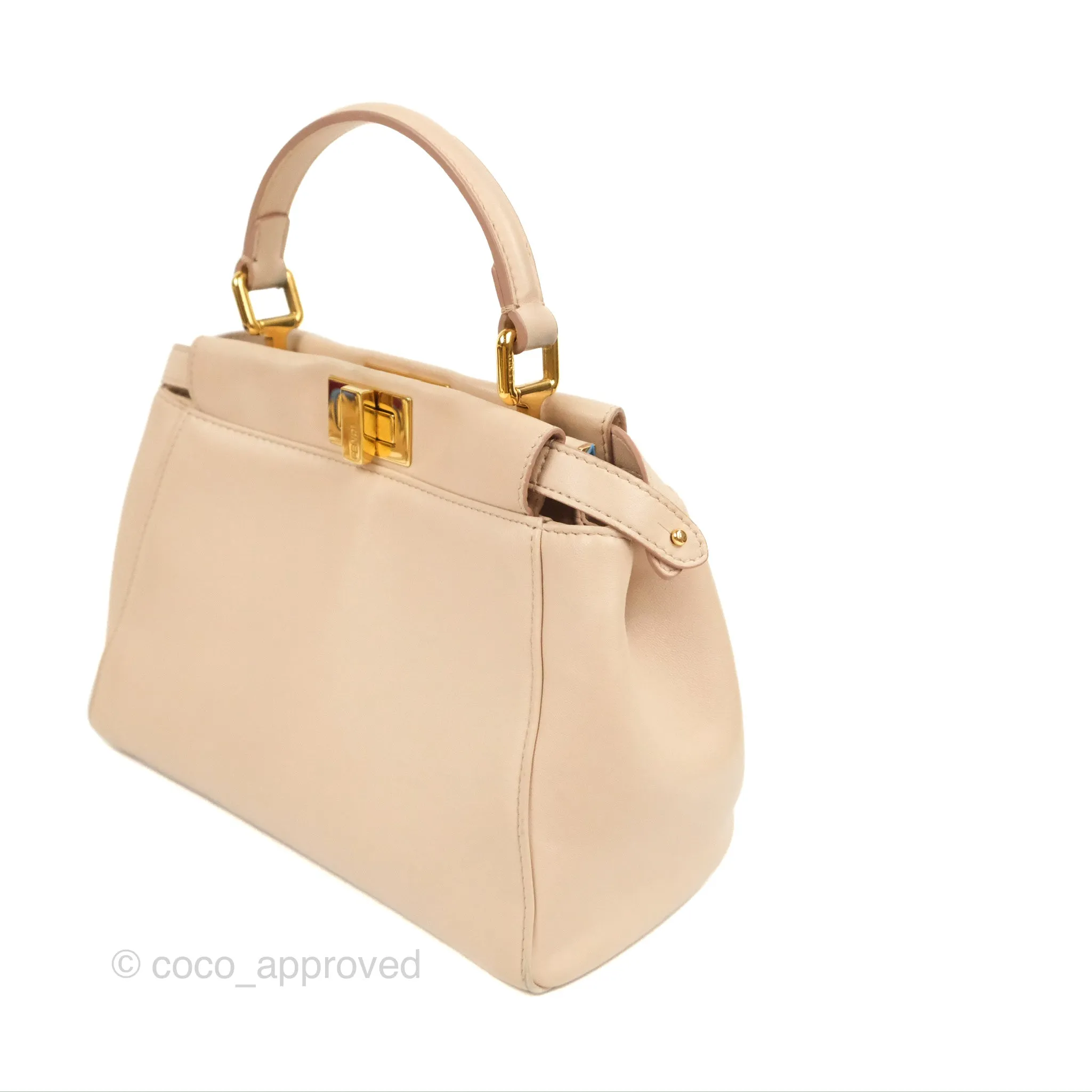 Fendi Mini Peekaboo Bag Poudre Lambskin Gold Hardware