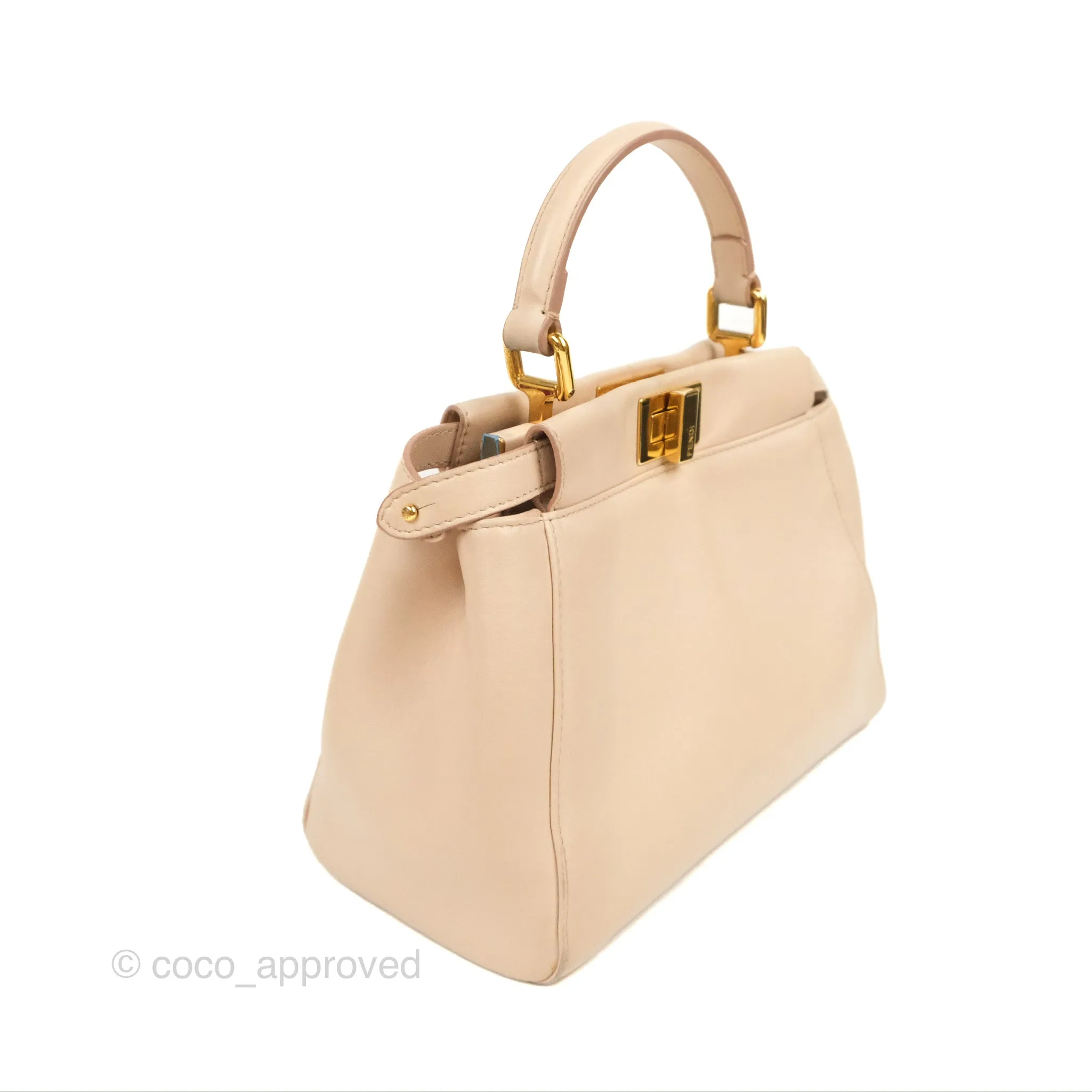 Fendi Mini Peekaboo Bag Poudre Lambskin Gold Hardware