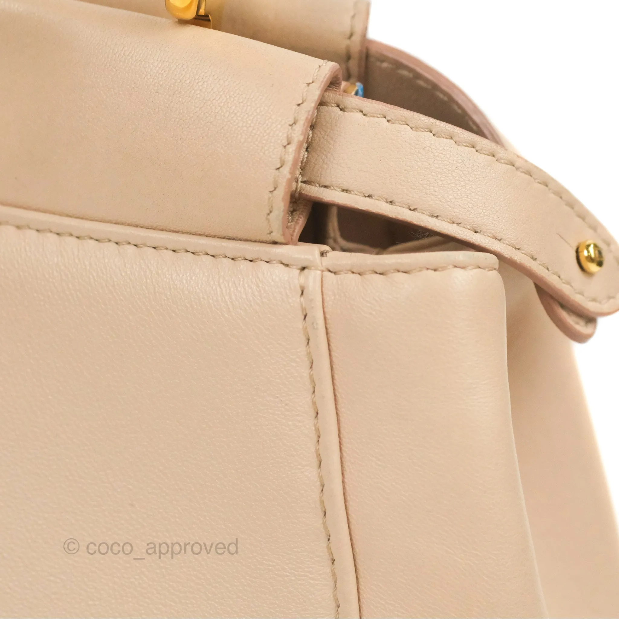 Fendi Mini Peekaboo Bag Poudre Lambskin Gold Hardware