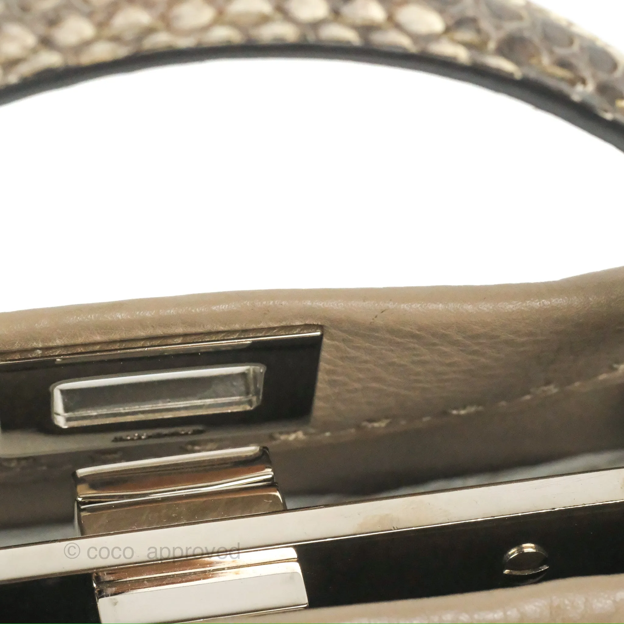 Fendi Mini Peekaboo Dove Grey Selleria Bag Cuoio Romano Python