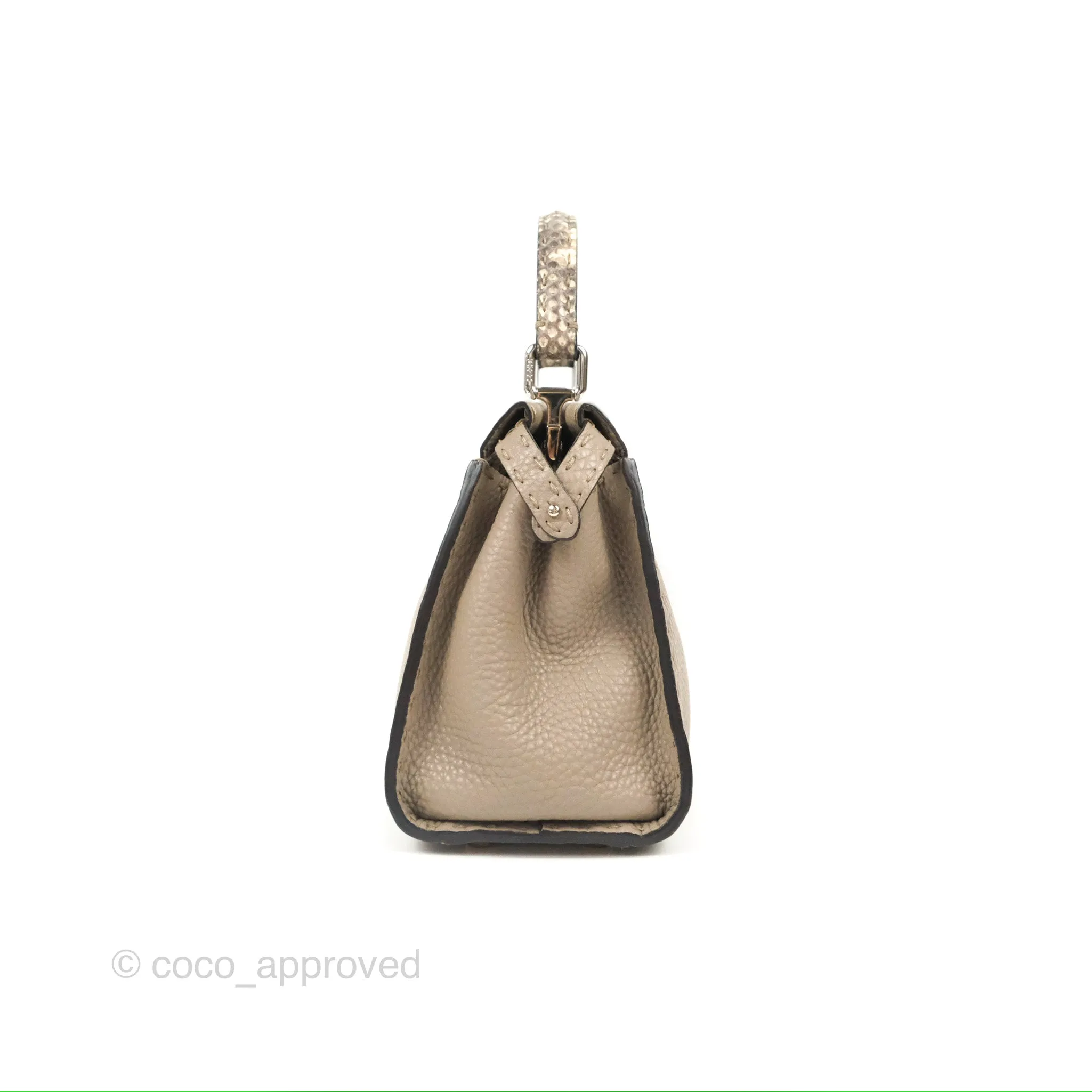 Fendi Mini Peekaboo Dove Grey Selleria Bag Cuoio Romano Python