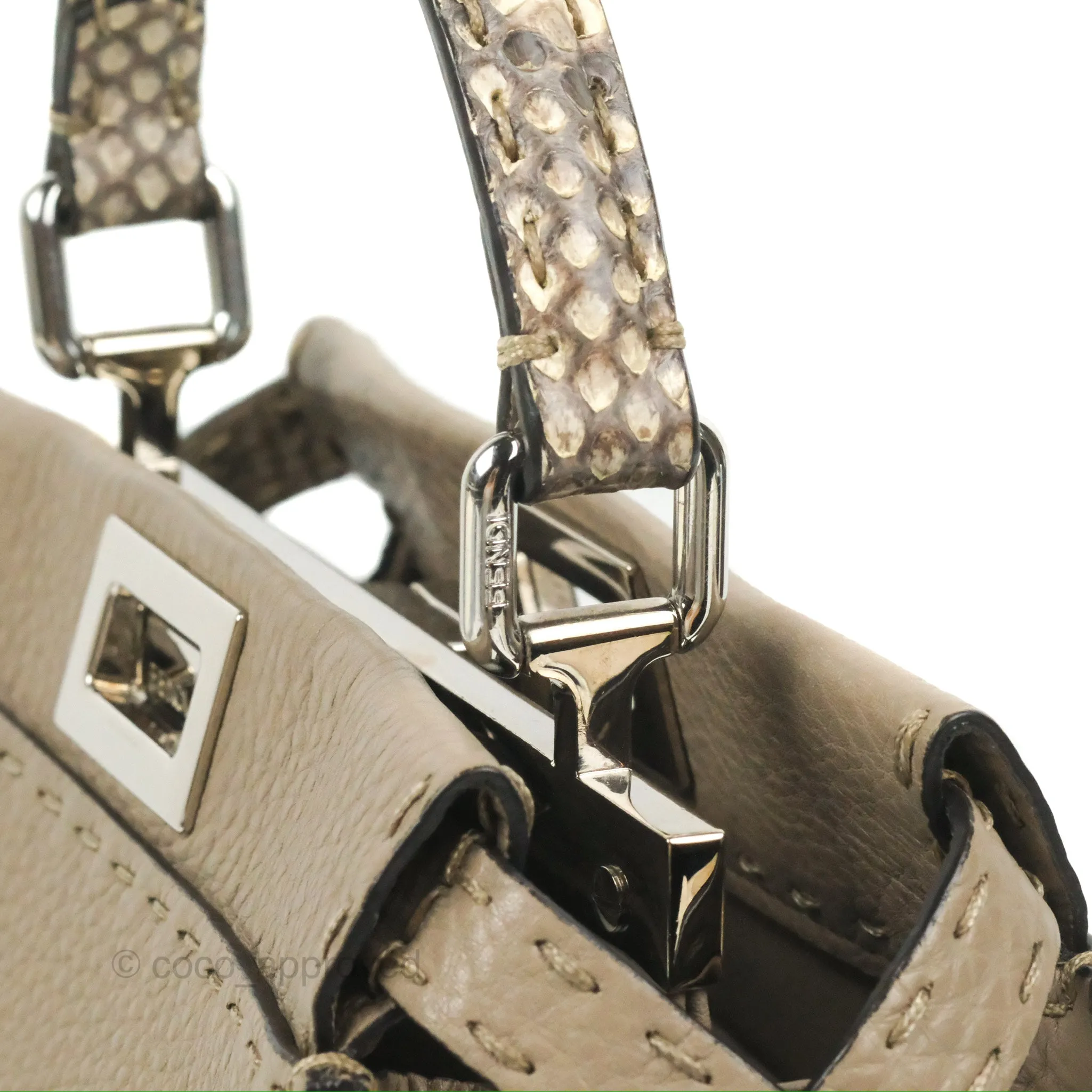 Fendi Mini Peekaboo Dove Grey Selleria Bag Cuoio Romano Python