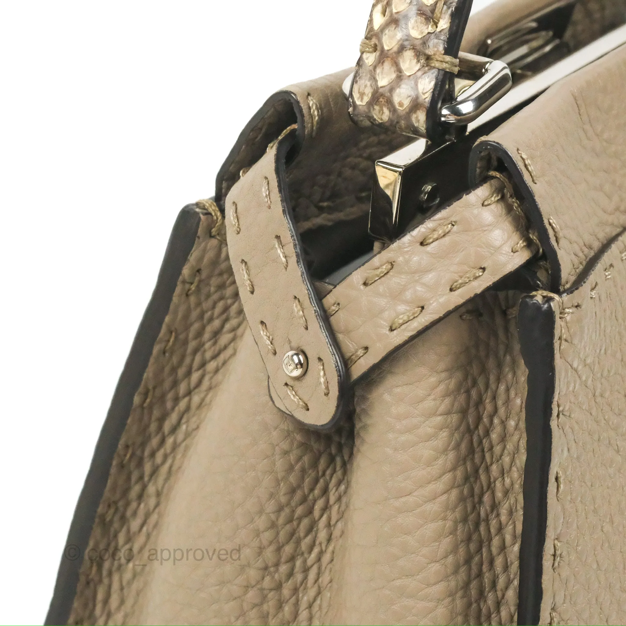 Fendi Mini Peekaboo Dove Grey Selleria Bag Cuoio Romano Python