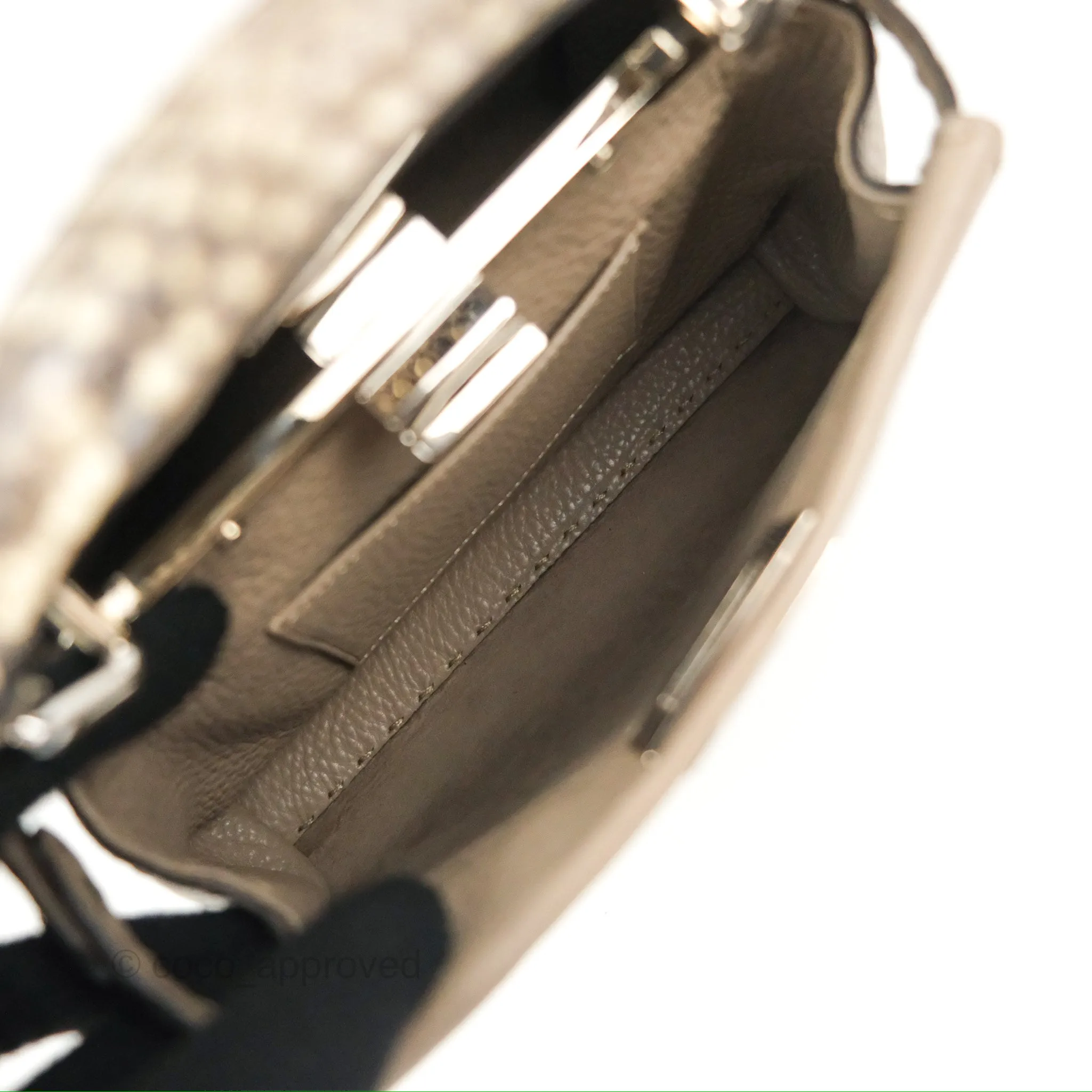 Fendi Mini Peekaboo Dove Grey Selleria Bag Cuoio Romano Python