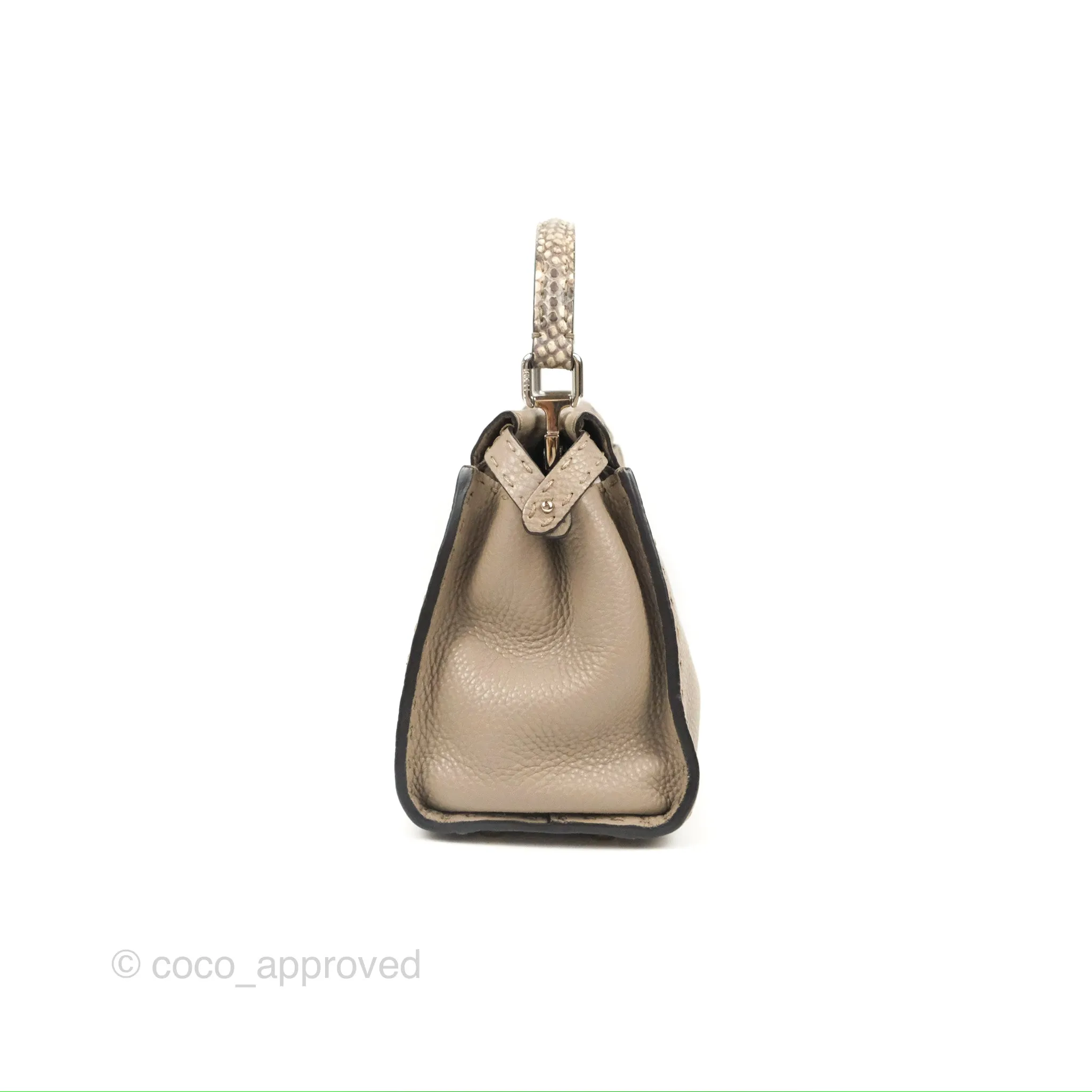 Fendi Mini Peekaboo Dove Grey Selleria Bag Cuoio Romano Python