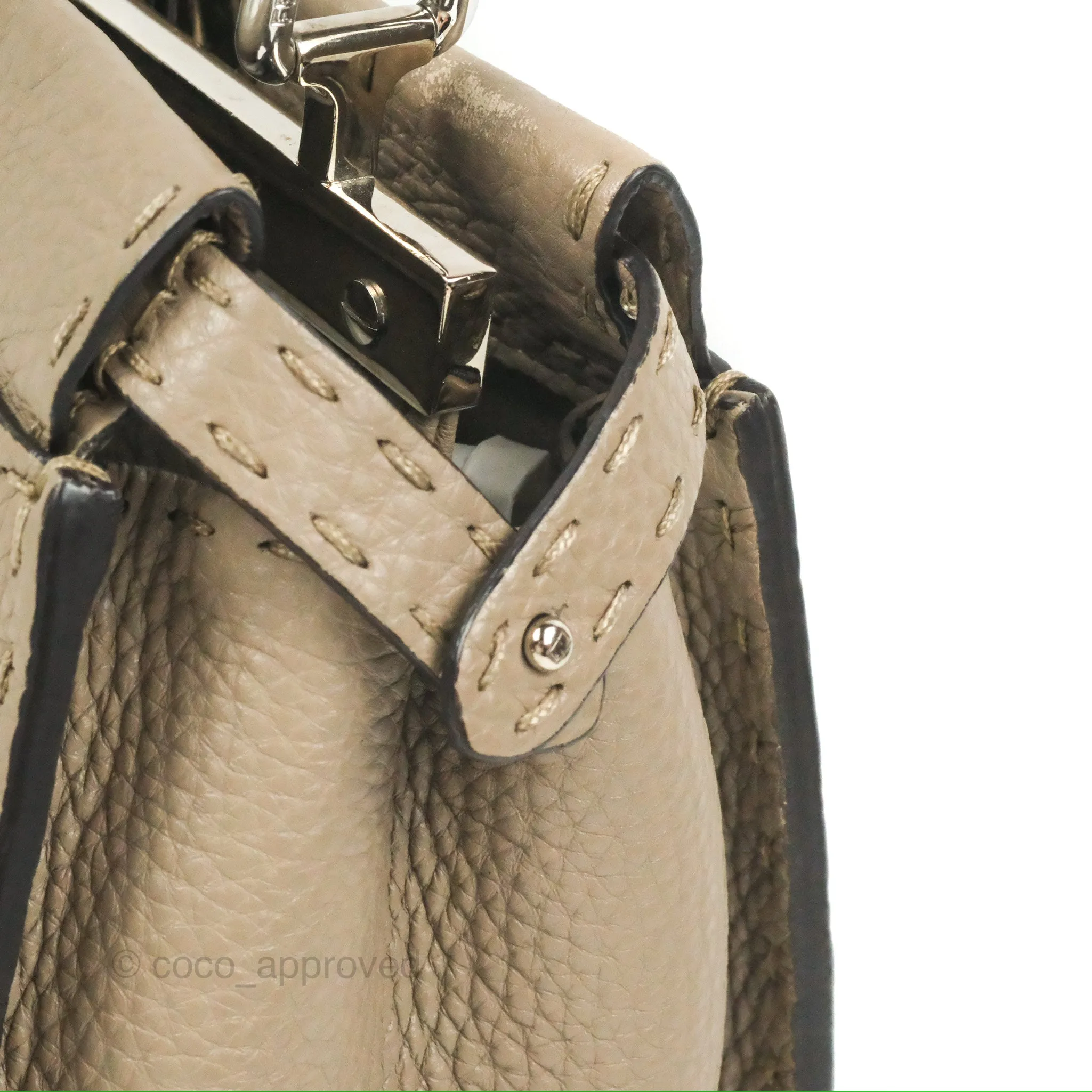 Fendi Mini Peekaboo Dove Grey Selleria Bag Cuoio Romano Python
