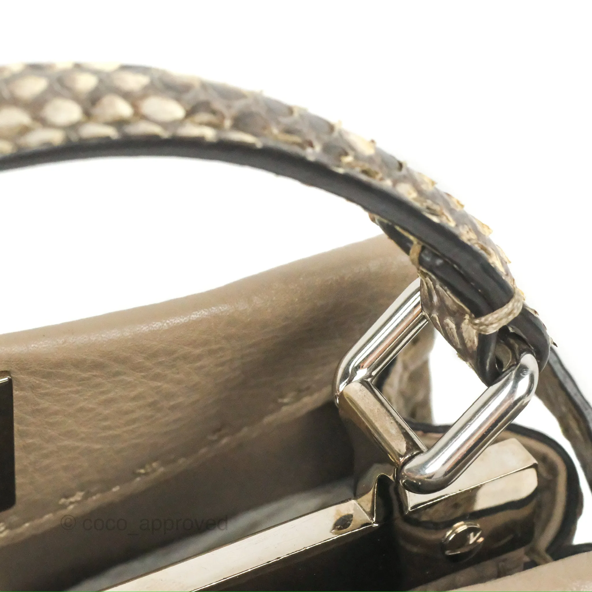 Fendi Mini Peekaboo Dove Grey Selleria Bag Cuoio Romano Python