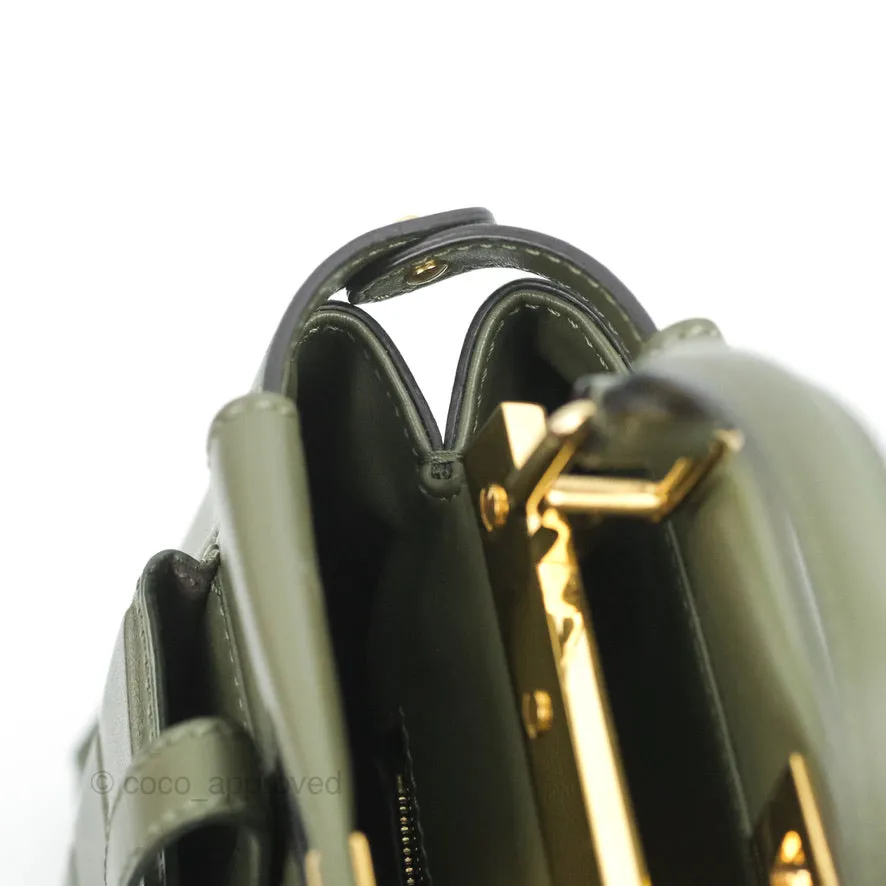 Fendi Mini Peekaboo Pocket Bag Olive Green Gold Hardware