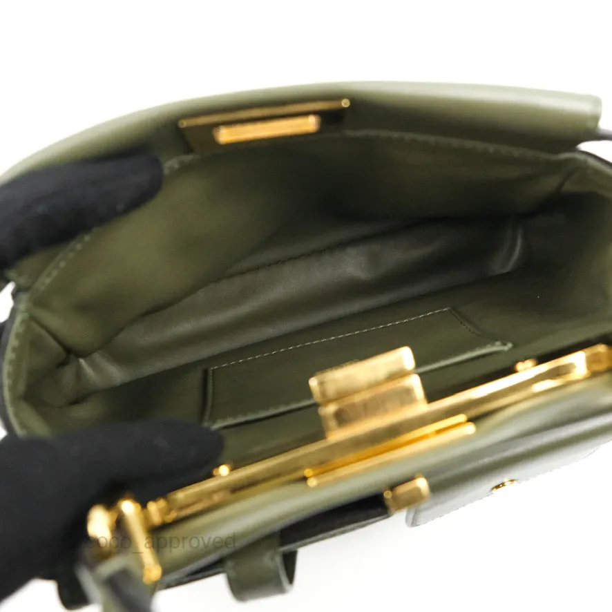 Fendi Mini Peekaboo Pocket Bag Olive Green Gold Hardware