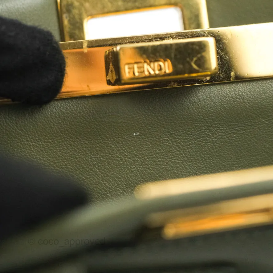 Fendi Mini Peekaboo Pocket Bag Olive Green Gold Hardware