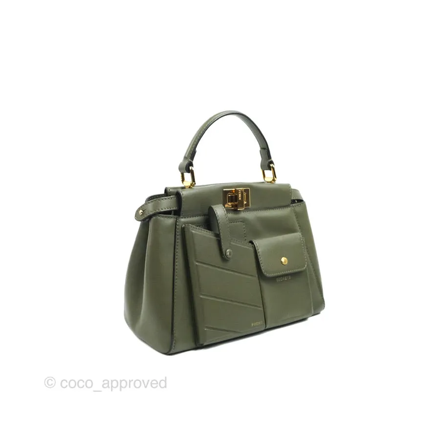 Fendi Mini Peekaboo Pocket Bag Olive Green Gold Hardware