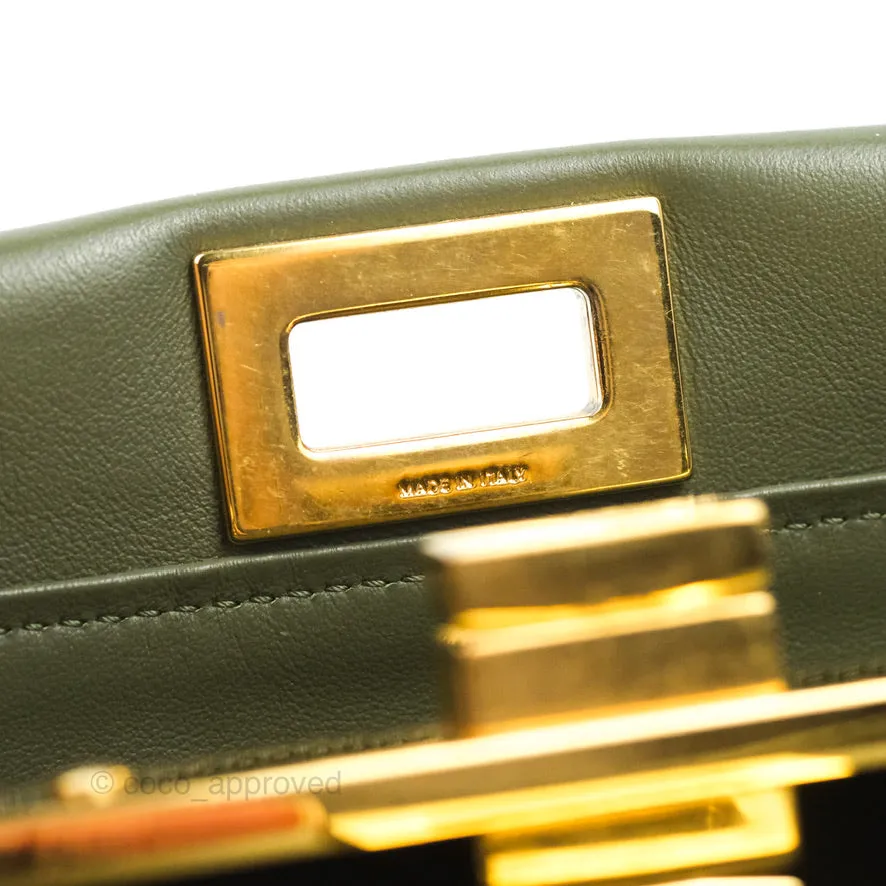 Fendi Mini Peekaboo Pocket Bag Olive Green Gold Hardware