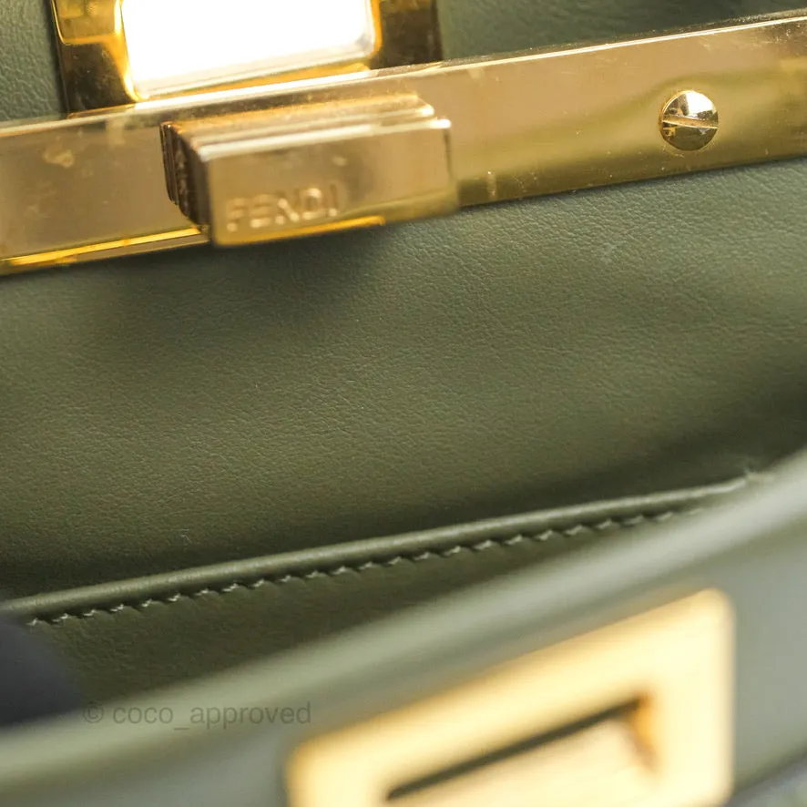 Fendi Mini Peekaboo Pocket Bag Olive Green Gold Hardware