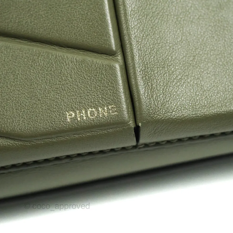 Fendi Mini Peekaboo Pocket Bag Olive Green Gold Hardware