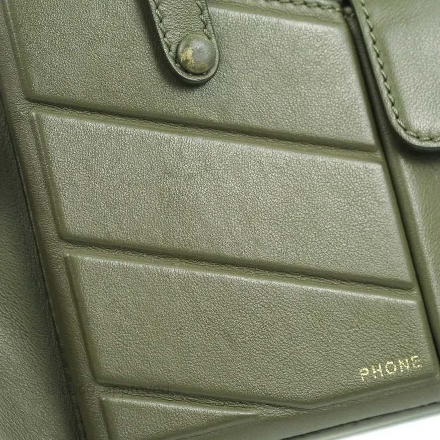 Fendi Mini Peekaboo Pocket Bag Olive Green Gold Hardware
