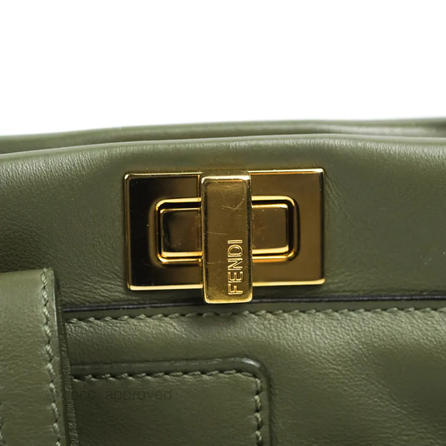 Fendi Mini Peekaboo Pocket Bag Olive Green Gold Hardware