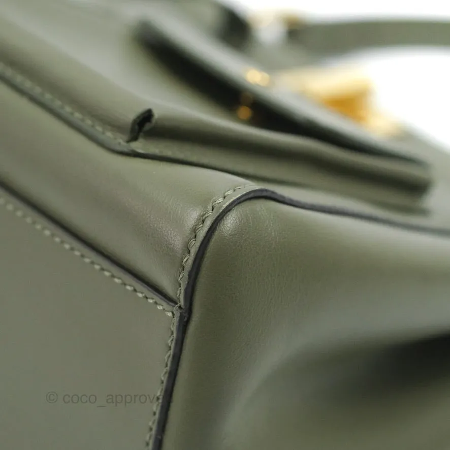 Fendi Mini Peekaboo Pocket Bag Olive Green Gold Hardware