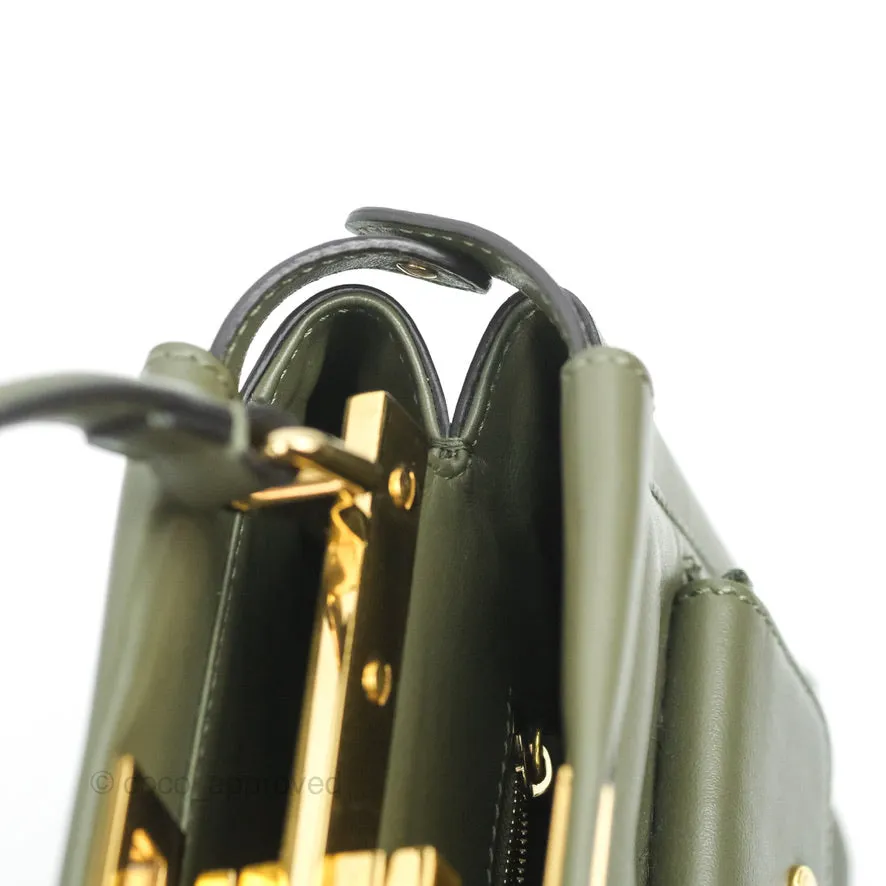 Fendi Mini Peekaboo Pocket Bag Olive Green Gold Hardware