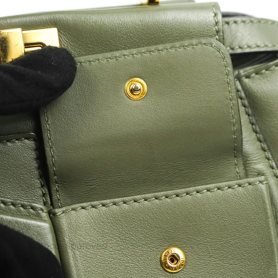 Fendi Mini Peekaboo Pocket Bag Olive Green Gold Hardware