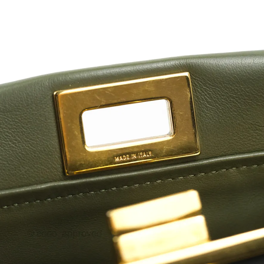 Fendi Mini Peekaboo Pocket Bag Olive Green Gold Hardware