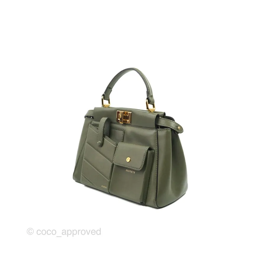 Fendi Mini Peekaboo Pocket Bag Olive Green Gold Hardware