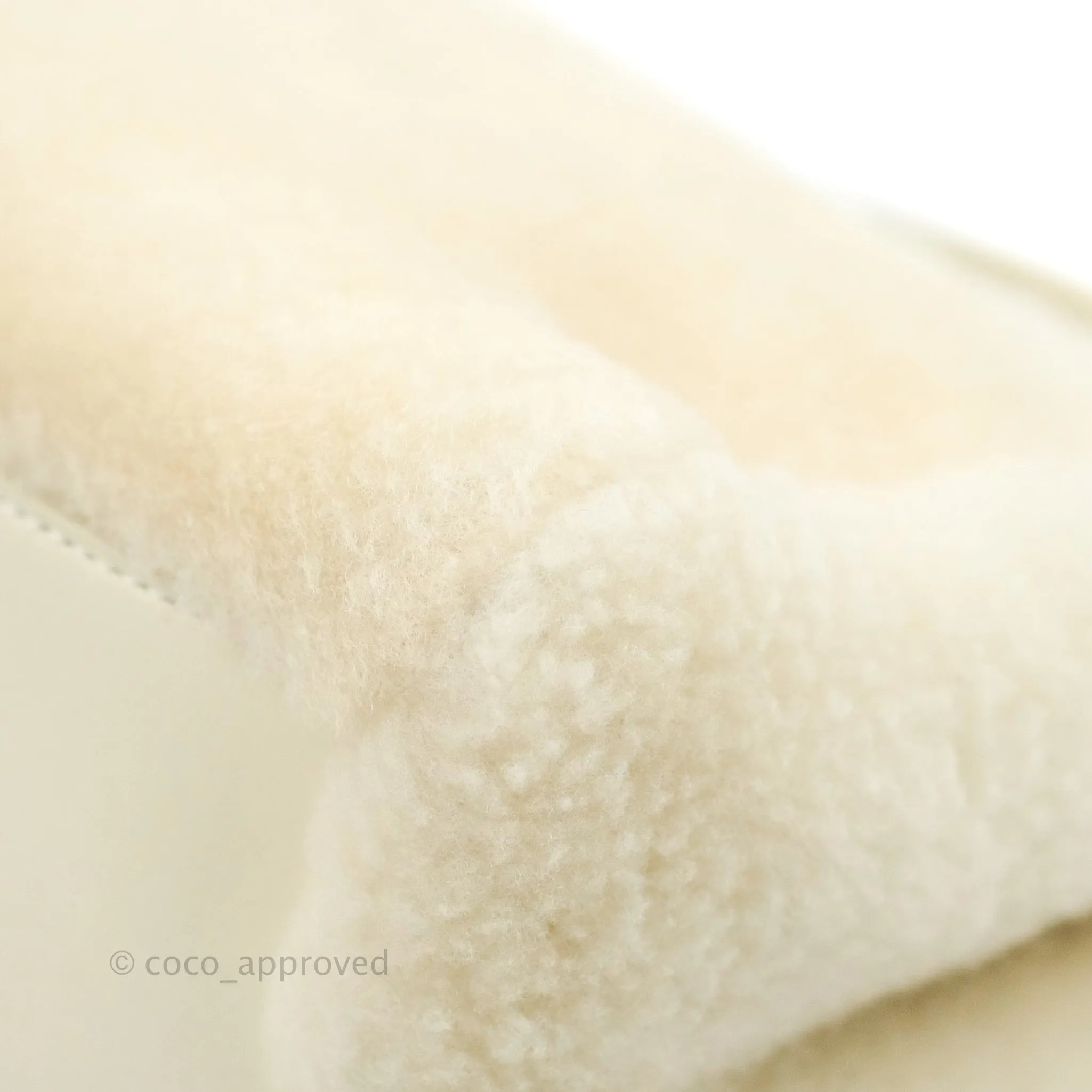 Fendi Mini Peekaboo Shearling Bag White Gold Harware